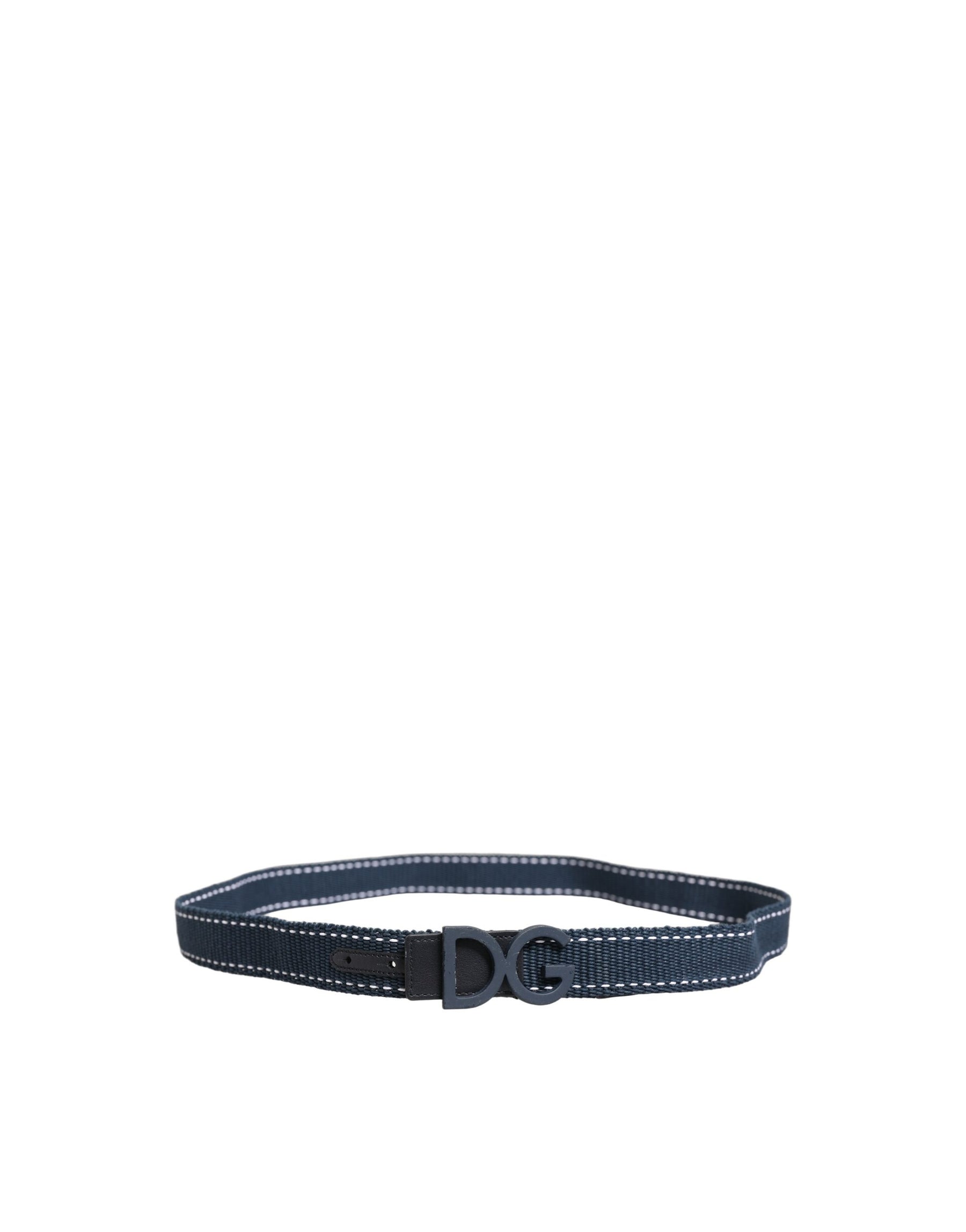 Dolce & Gabbana Blue Cotton Canvas DG Logo Metal Buckle Belt | Regal Royce