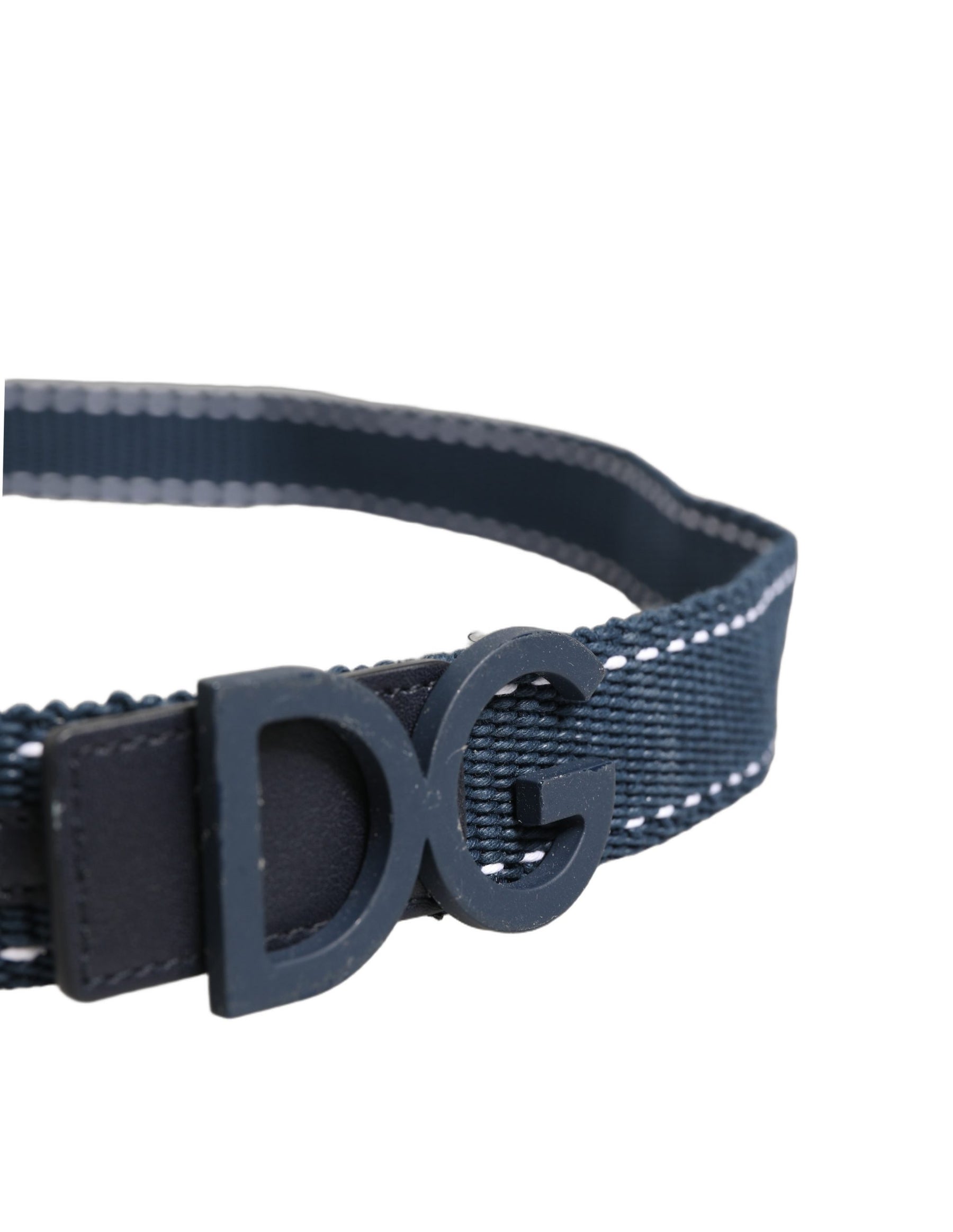 Dolce & Gabbana Blue Cotton Canvas DG Logo Metal Buckle Belt | Regal Royce