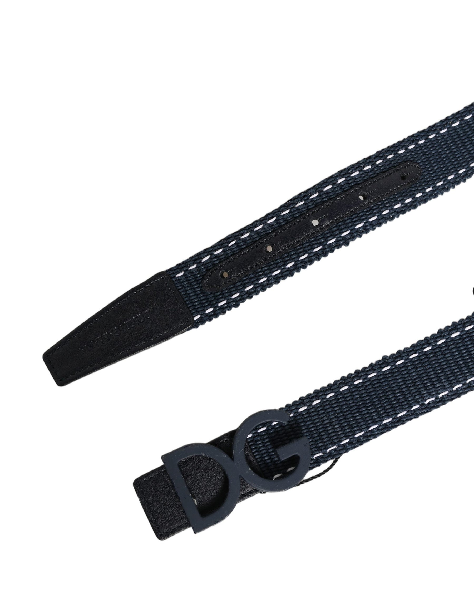 Dolce & Gabbana Blue Cotton Canvas DG Logo Metal Buckle Belt | Regal Royce