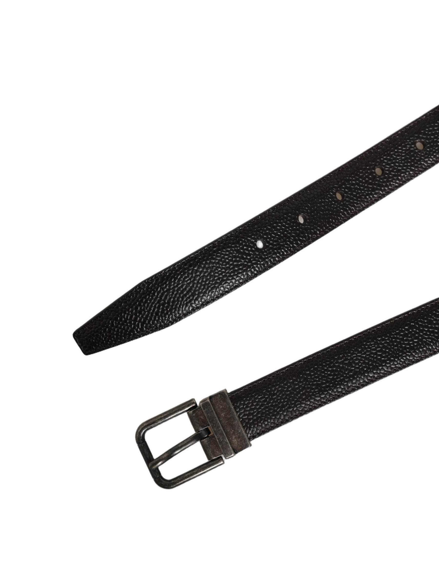 Dolce & Gabbana Brown Calf Leather Vintage Style Silver Buckle Belt | Regal Royce