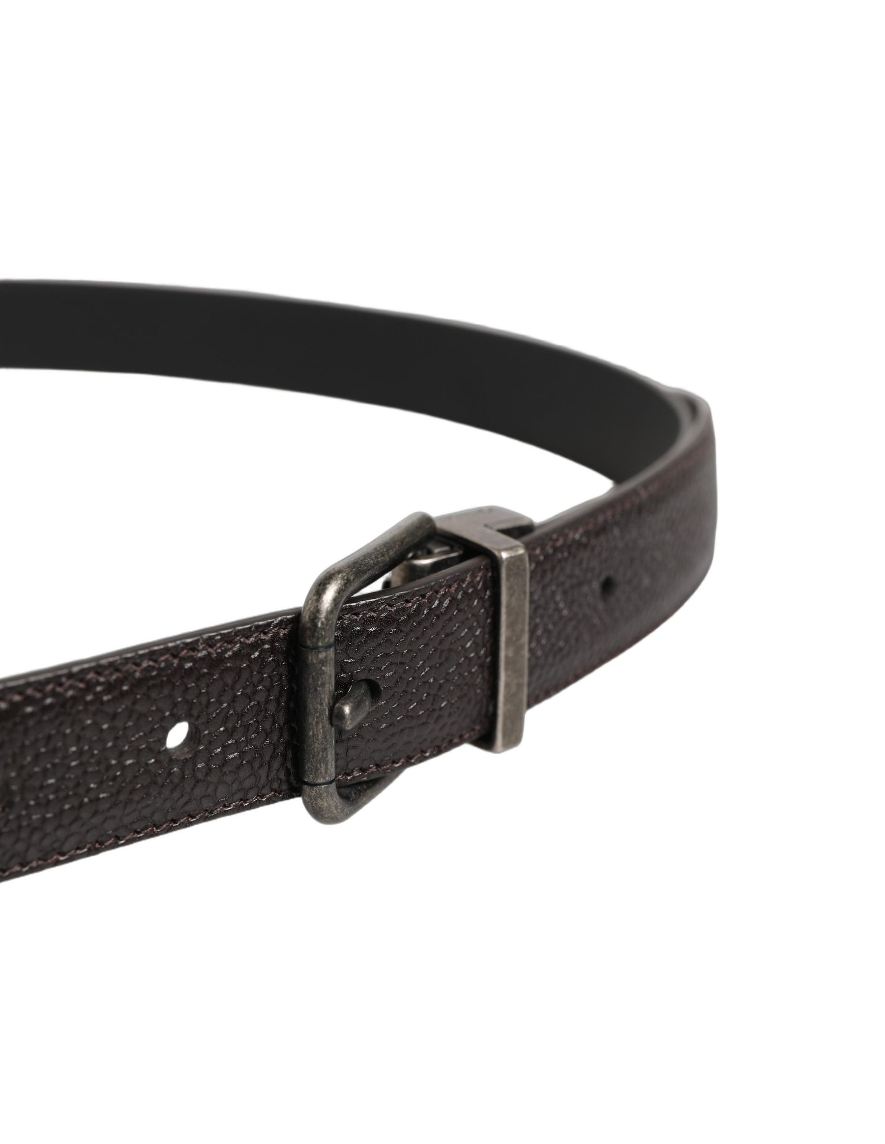 Dolce & Gabbana Brown Calf Leather Vintage Style Silver Buckle Belt | Regal Royce