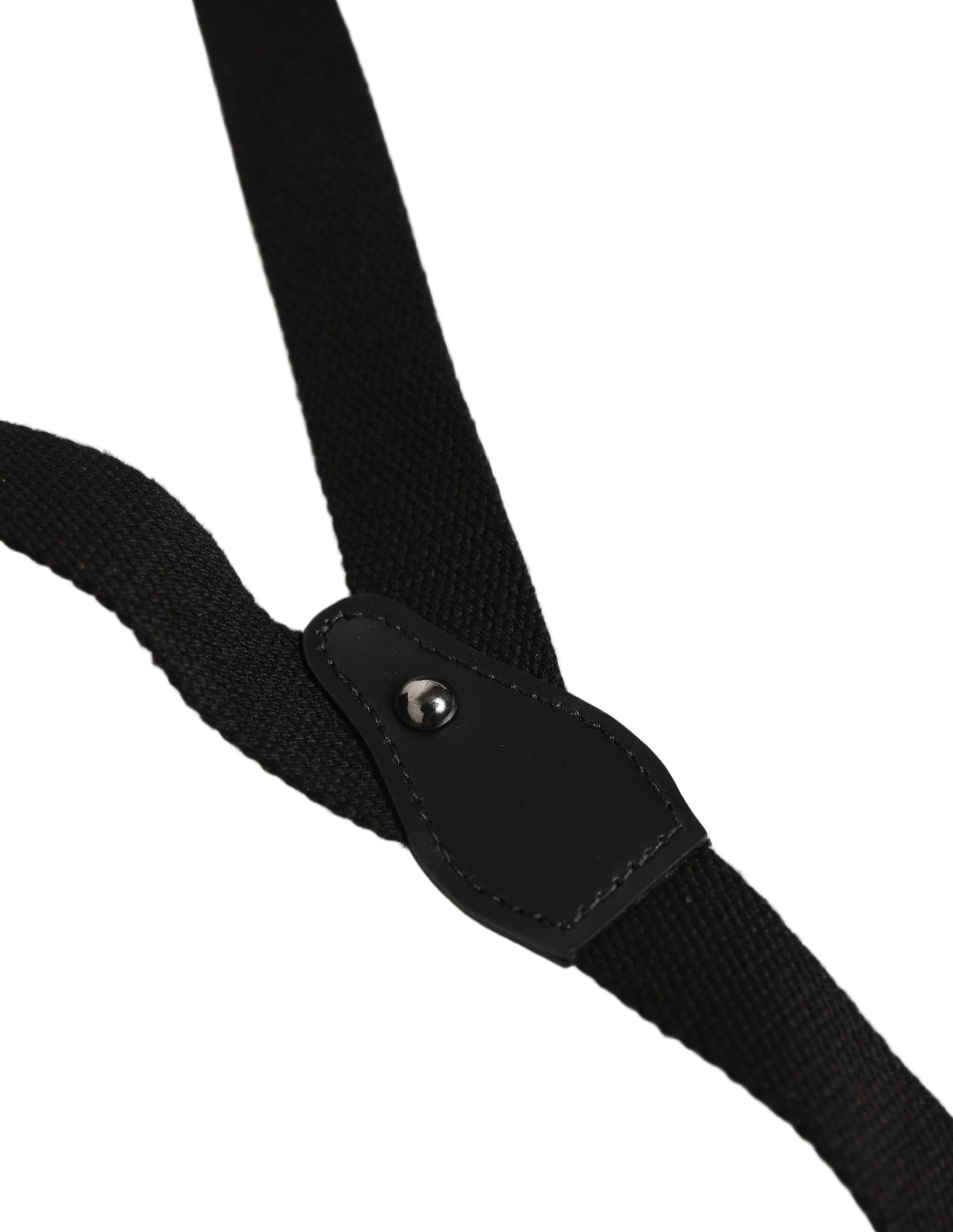 Dolce & Gabbana Black Cotton Leather Elastic Y-back Metal Clips Suspender | Regal Royce
