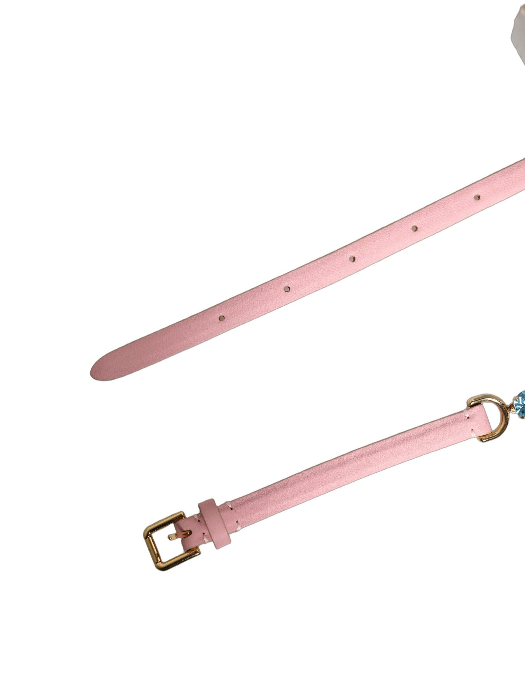 Dolce & Gabbana Pink Leather Crystal Chain Embellished Belt | Regal Royce