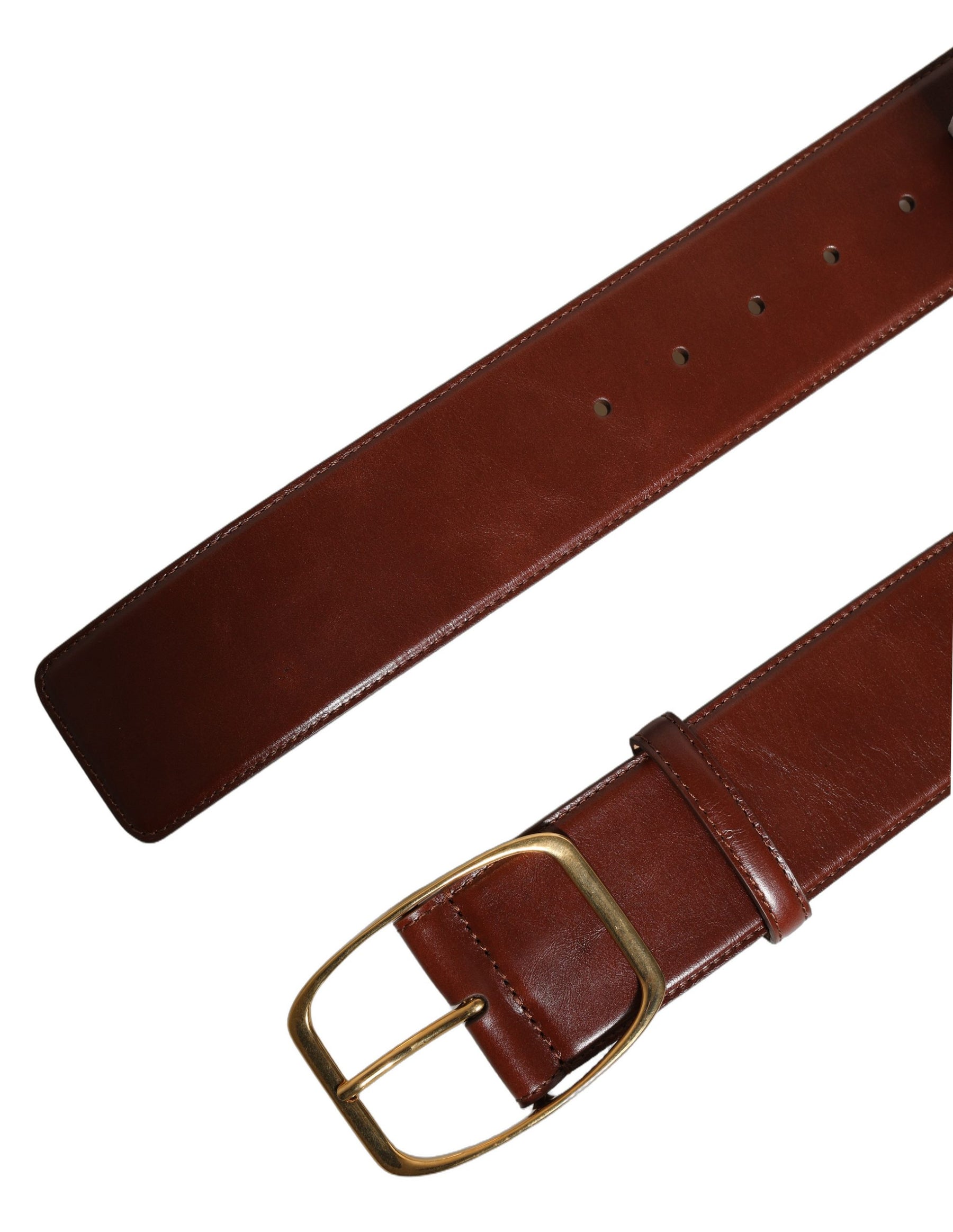 Dolce & Gabbana Brown Calfskin Leather Gold Metal Buckle Belt | Regal Royce