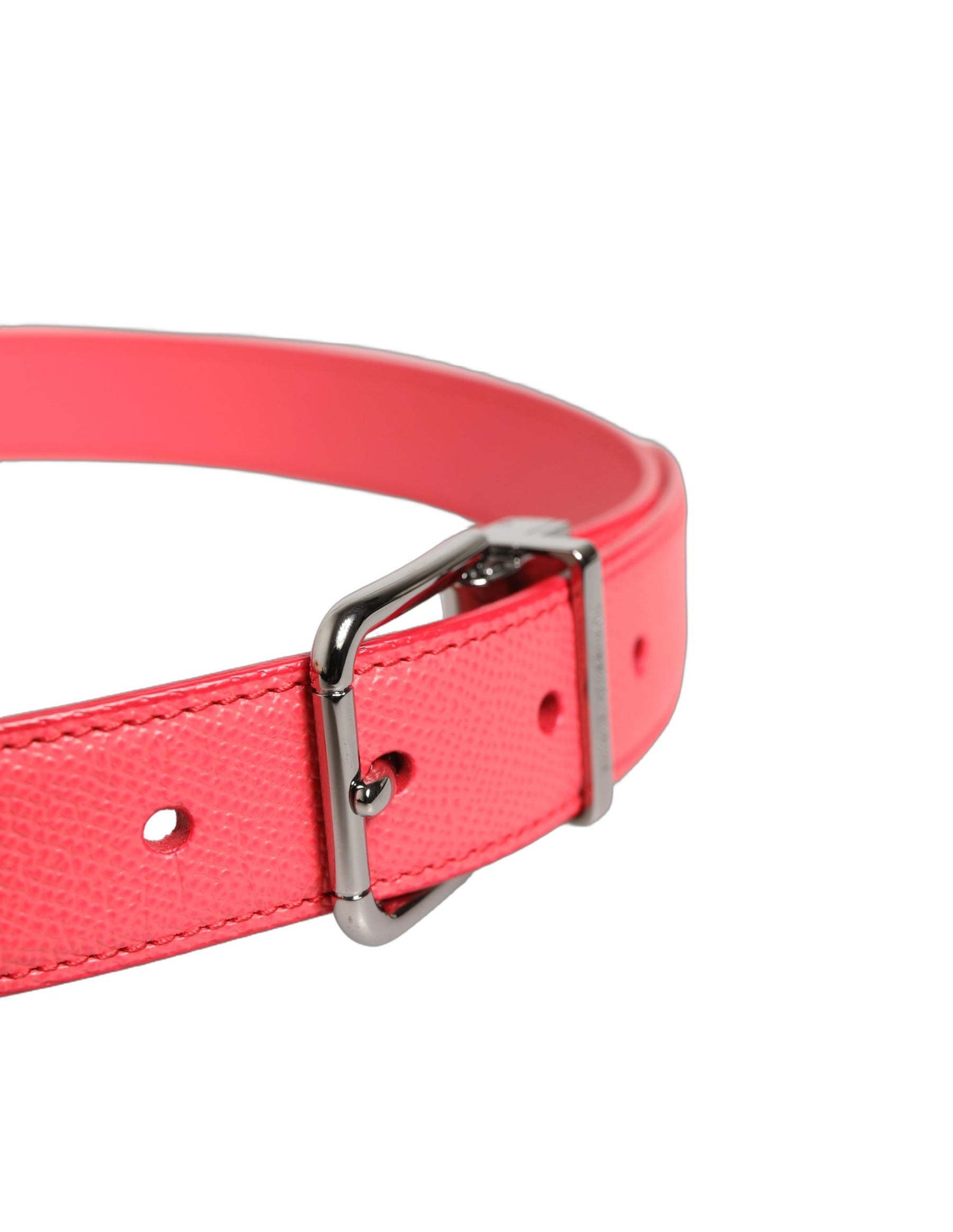 Dolce & Gabbana Pink Lambskin Leather Silver Metal Buckle Belt | Regal Royce