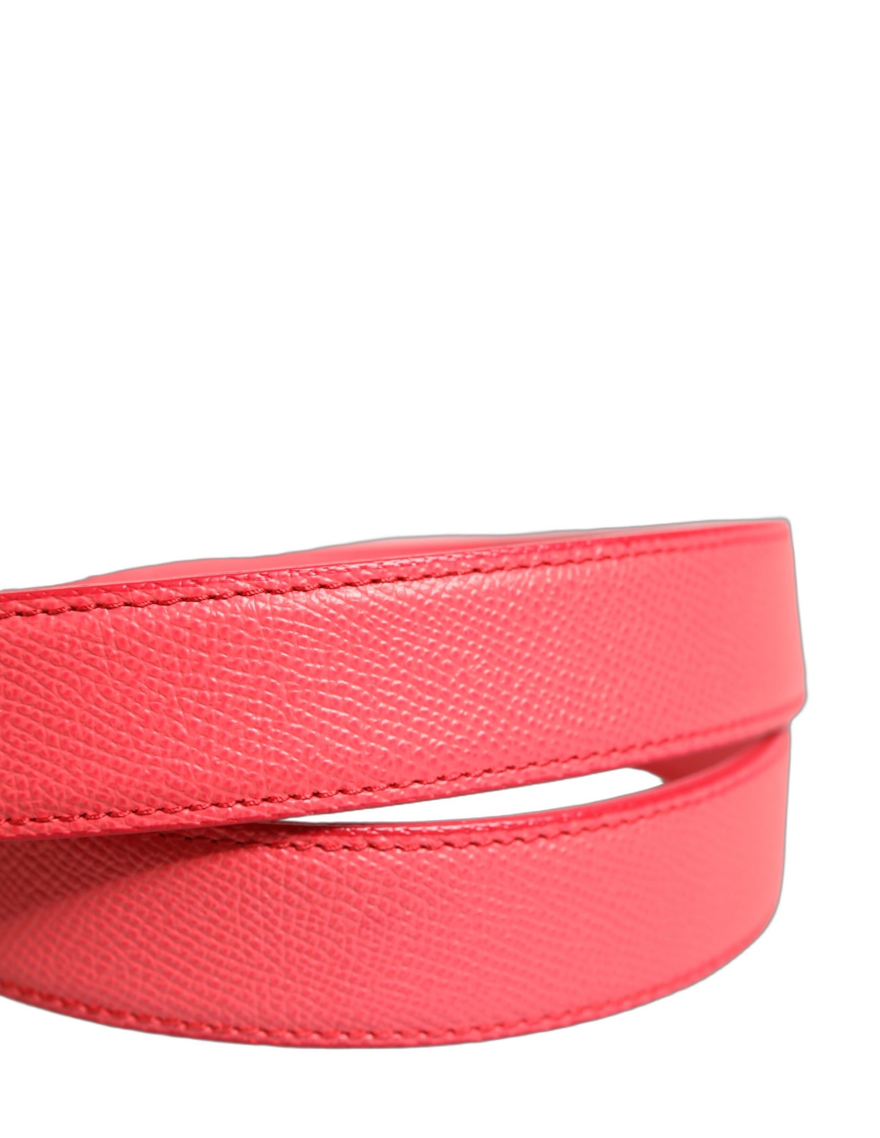 Dolce & Gabbana Pink Lambskin Leather Silver Metal Buckle Belt | Regal Royce