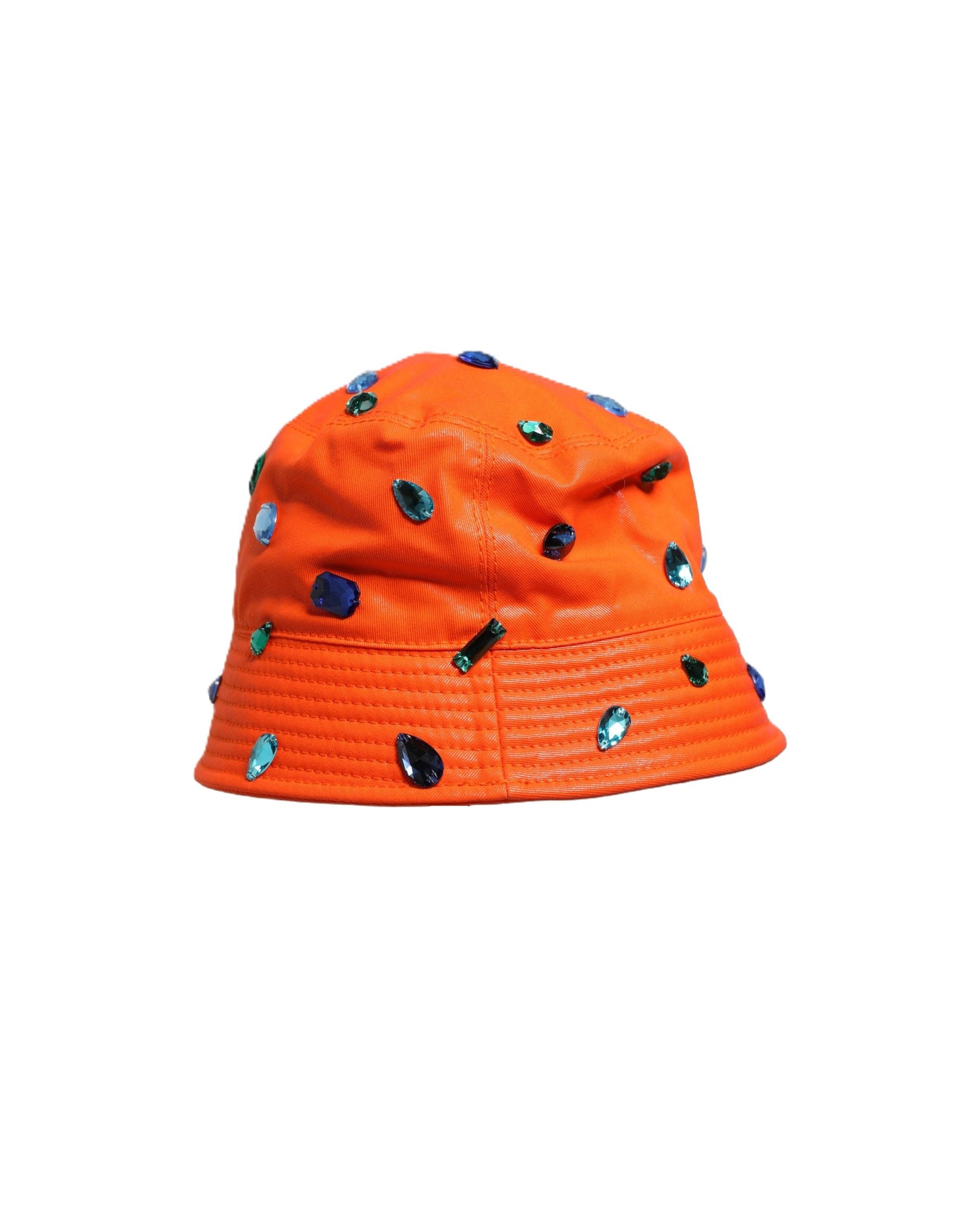 Dolce & Gabbana Orange Crystal Embellished Bucket Fisherman Cap Hat | Regal Royce