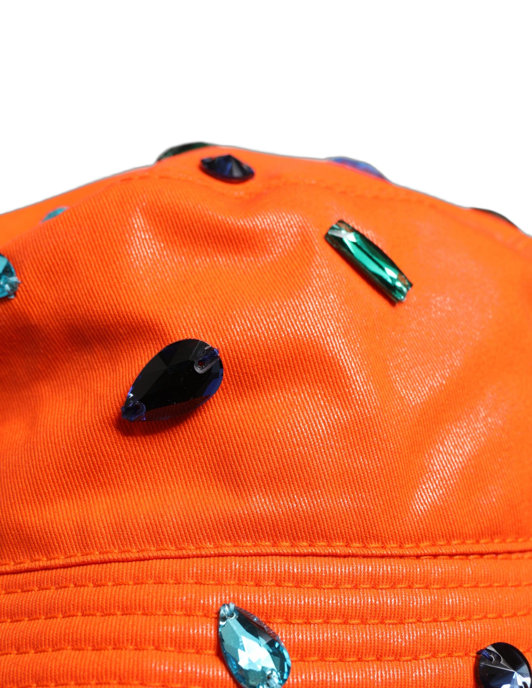 Dolce & Gabbana Orange Crystal Embellished Bucket Fisherman Cap Hat | Regal Royce