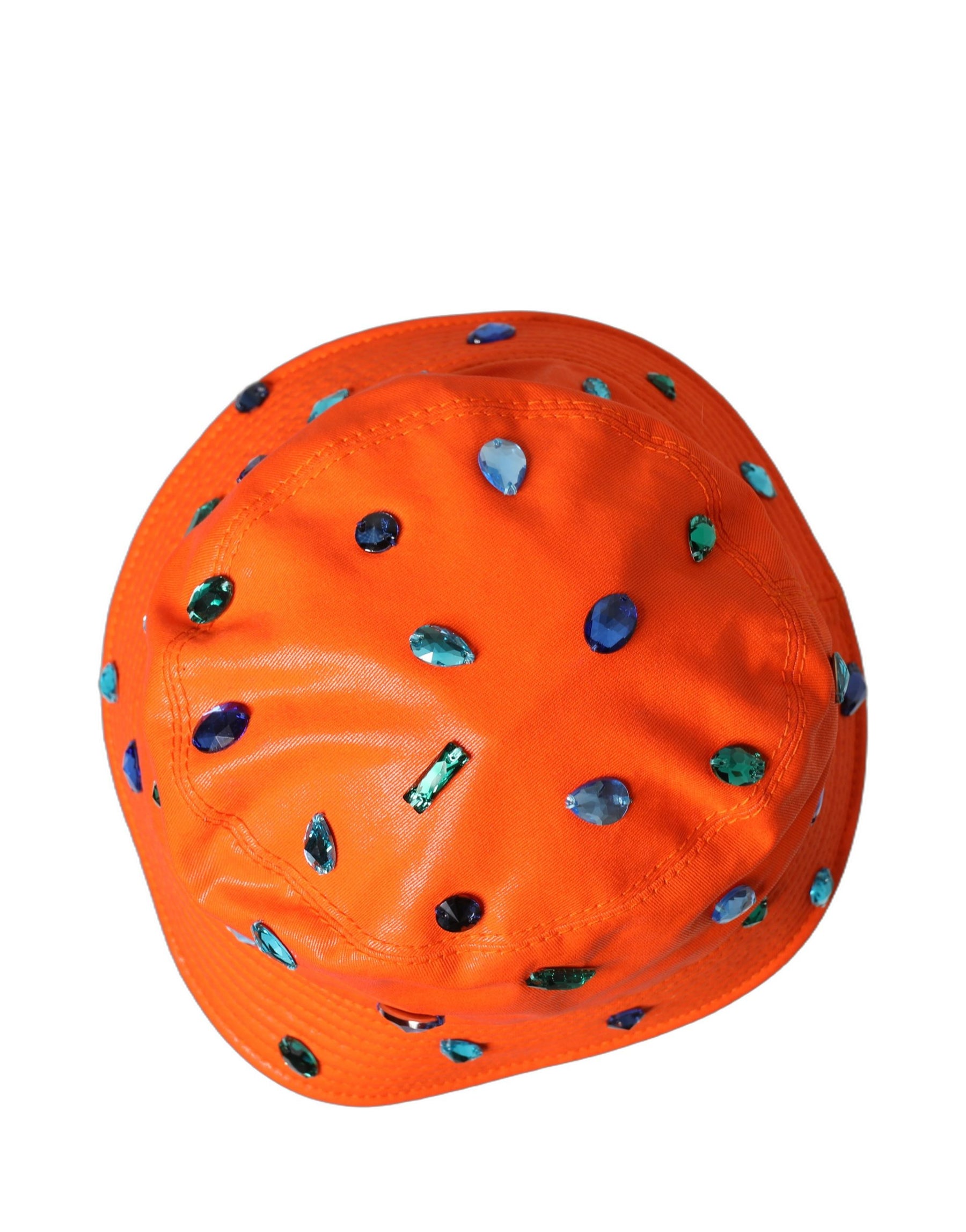 Dolce & Gabbana Orange Crystal Embellished Bucket Fisherman Cap Hat | Regal Royce