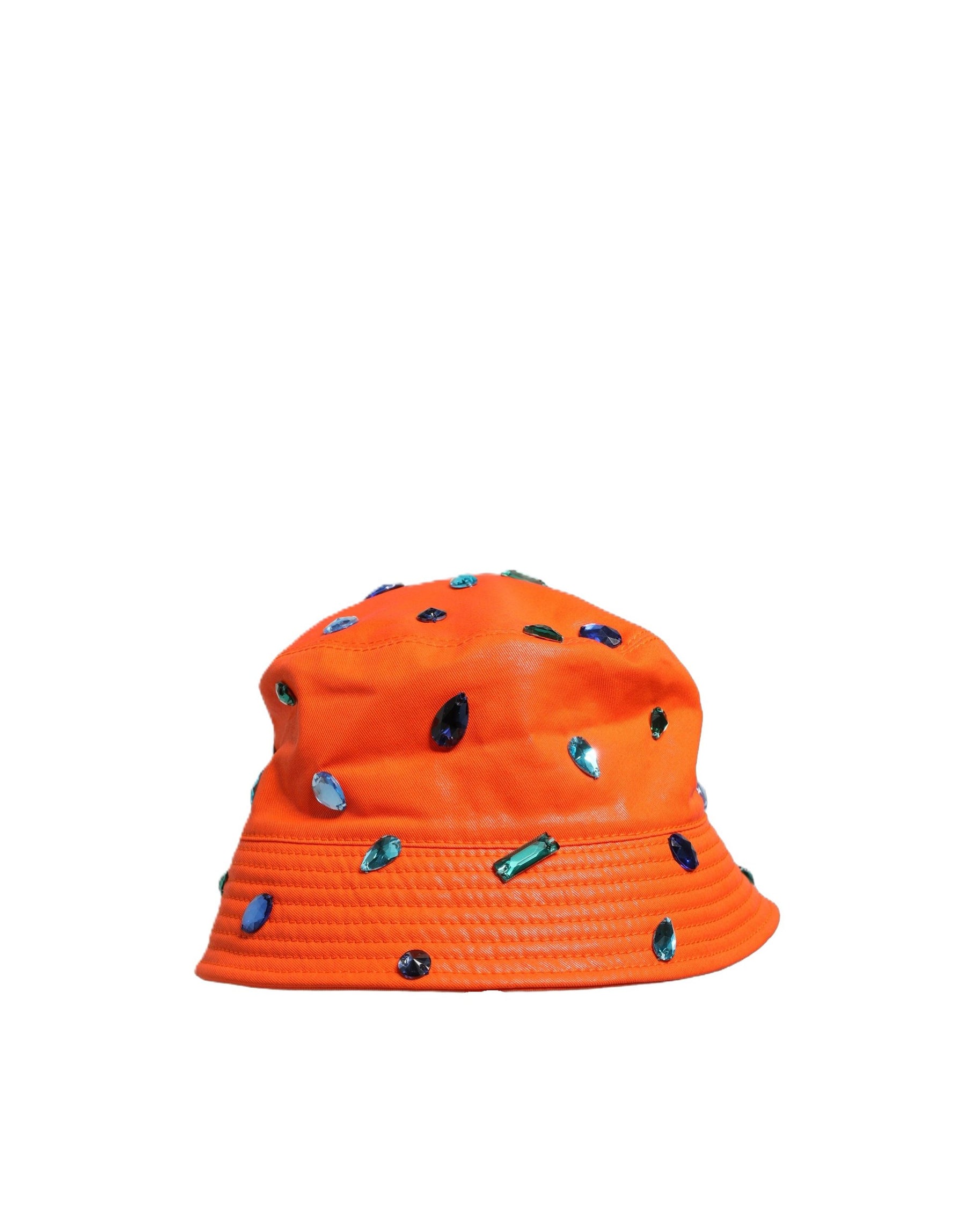 Dolce & Gabbana Orange Crystal Embellished Bucket Fisherman Cap Hat | Regal Royce