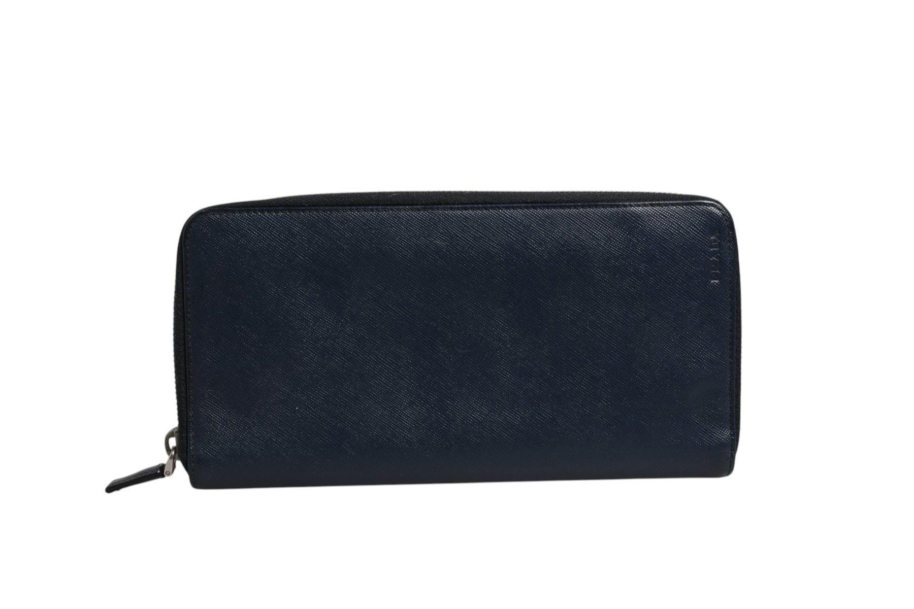 Prada Navy Oliver Embossed Leather Zip-Around Wallet | Regal Royce