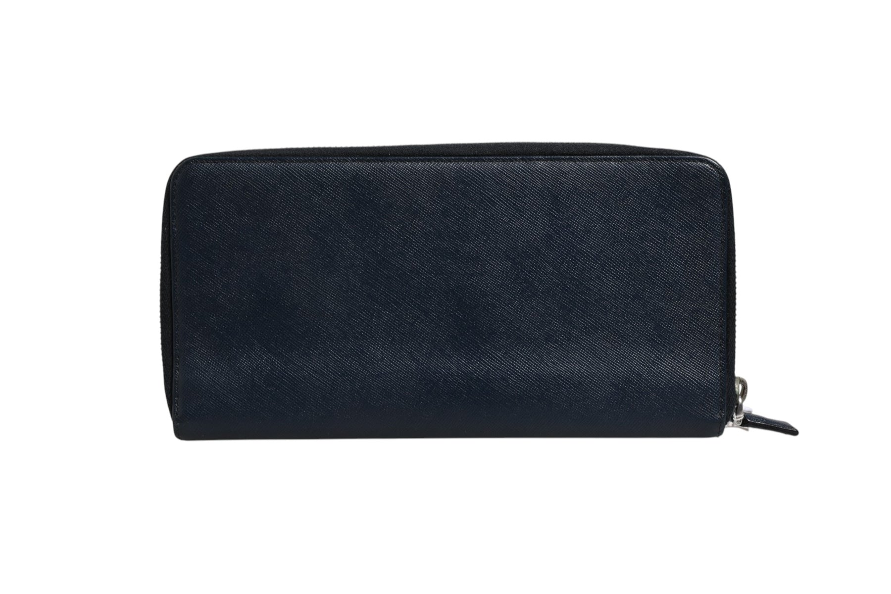 Prada Navy Oliver Embossed Leather Zip-Around Wallet | Regal Royce
