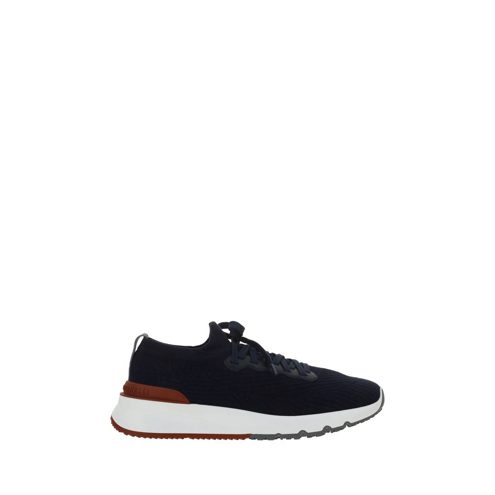 Brunello Cucinelli Blue Cotton Low Top Sneakers | Regal Royce