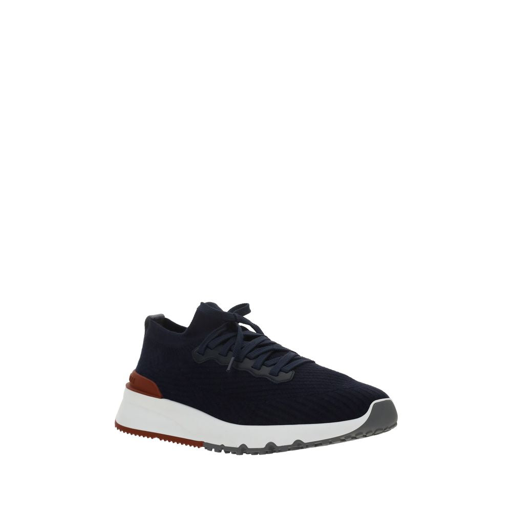 Brunello Cucinelli Blue Cotton Low Top Sneakers | Regal Royce