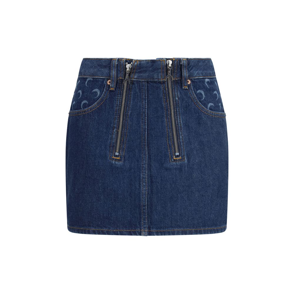 Marine Serre Blue Cotton Mini Skirt | Regal Royce