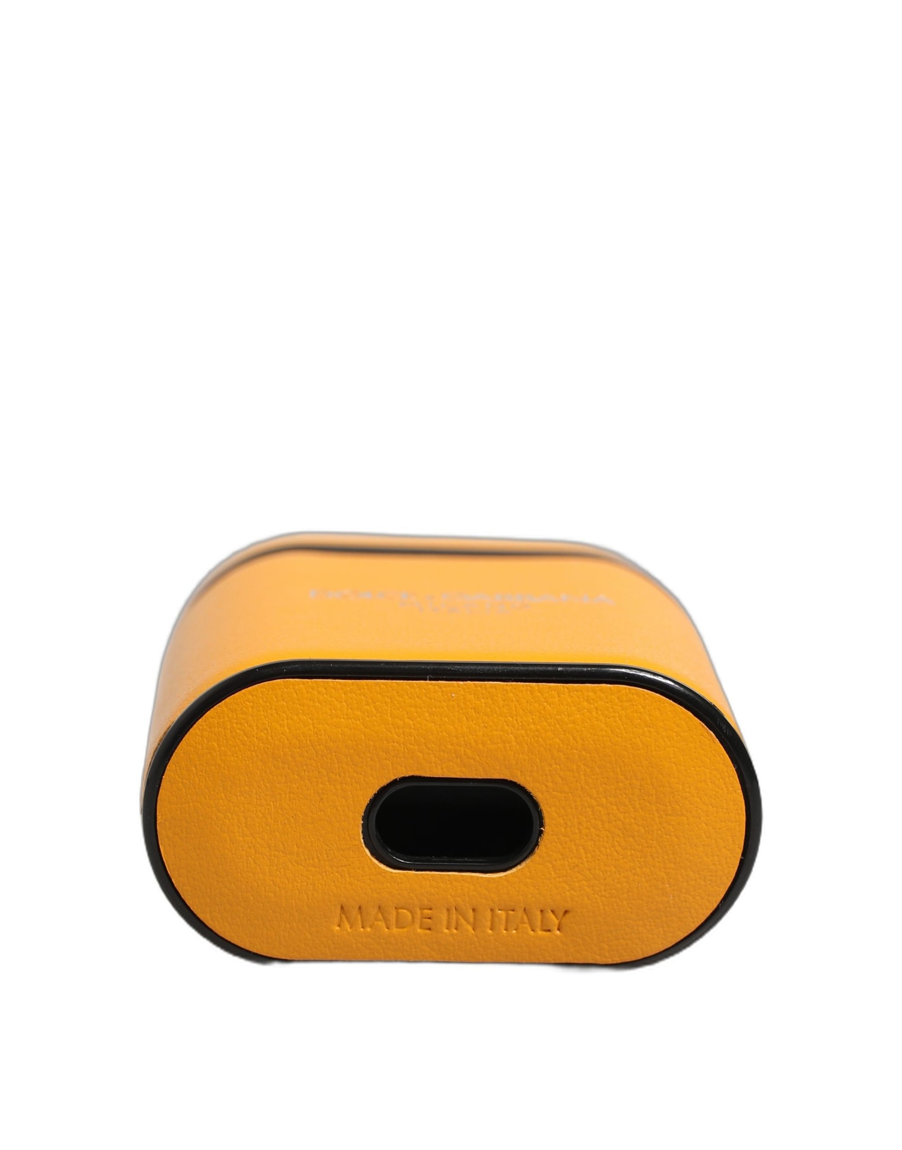 Dolce & Gabbana Case Yellow Calf Leather Logo Flip Holder Strap Airpods | Regal Royce