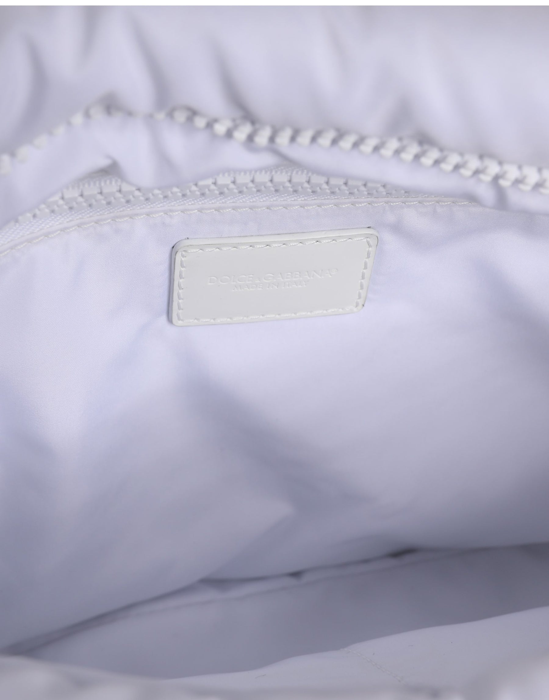 Dolce & Gabbana White Logo Plaque Polyester Quilted Shoulder Borse Bag | Regal Royce