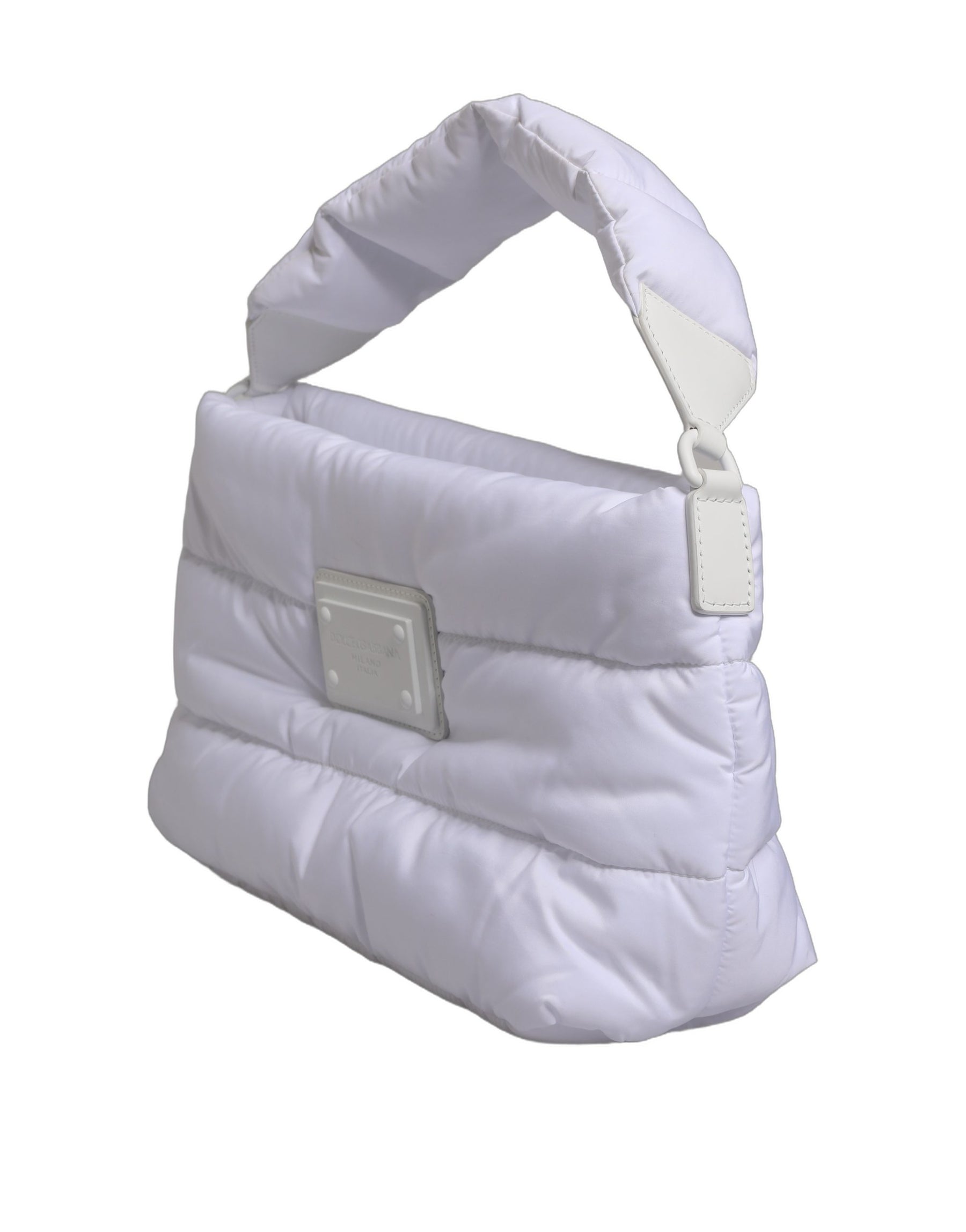 Dolce & Gabbana White Logo Plaque Polyester Quilted Shoulder Borse Bag | Regal Royce
