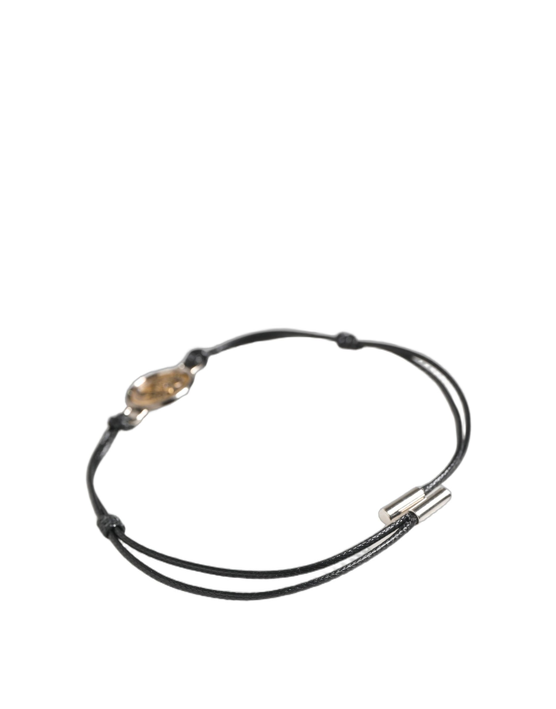 Dolce & Gabbana Black Polyester Cord Gold Tone Roman Coin Charm Bracelet | Regal Royce