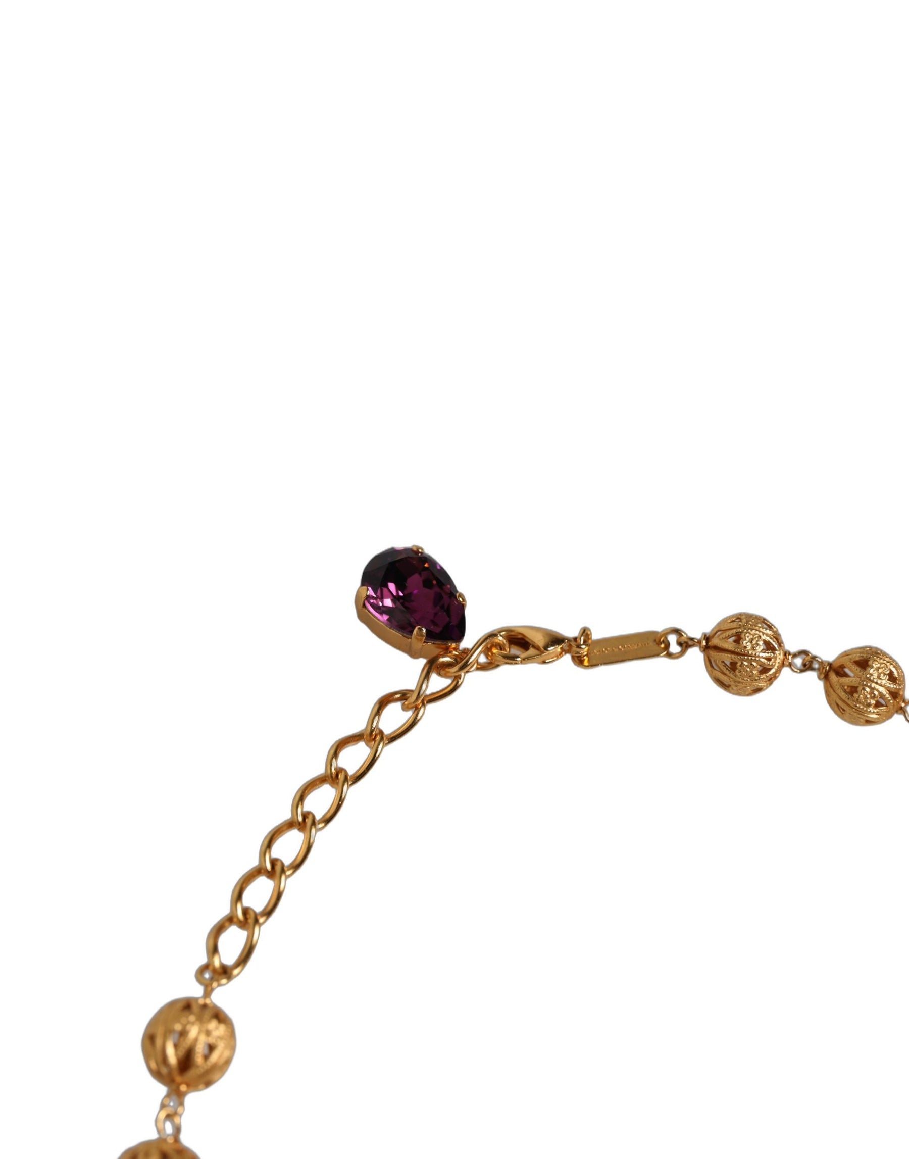 Dolce & Gabbana Gold Brass Mix Fiori Flowers Crystal Chain Necklace | Regal Royce