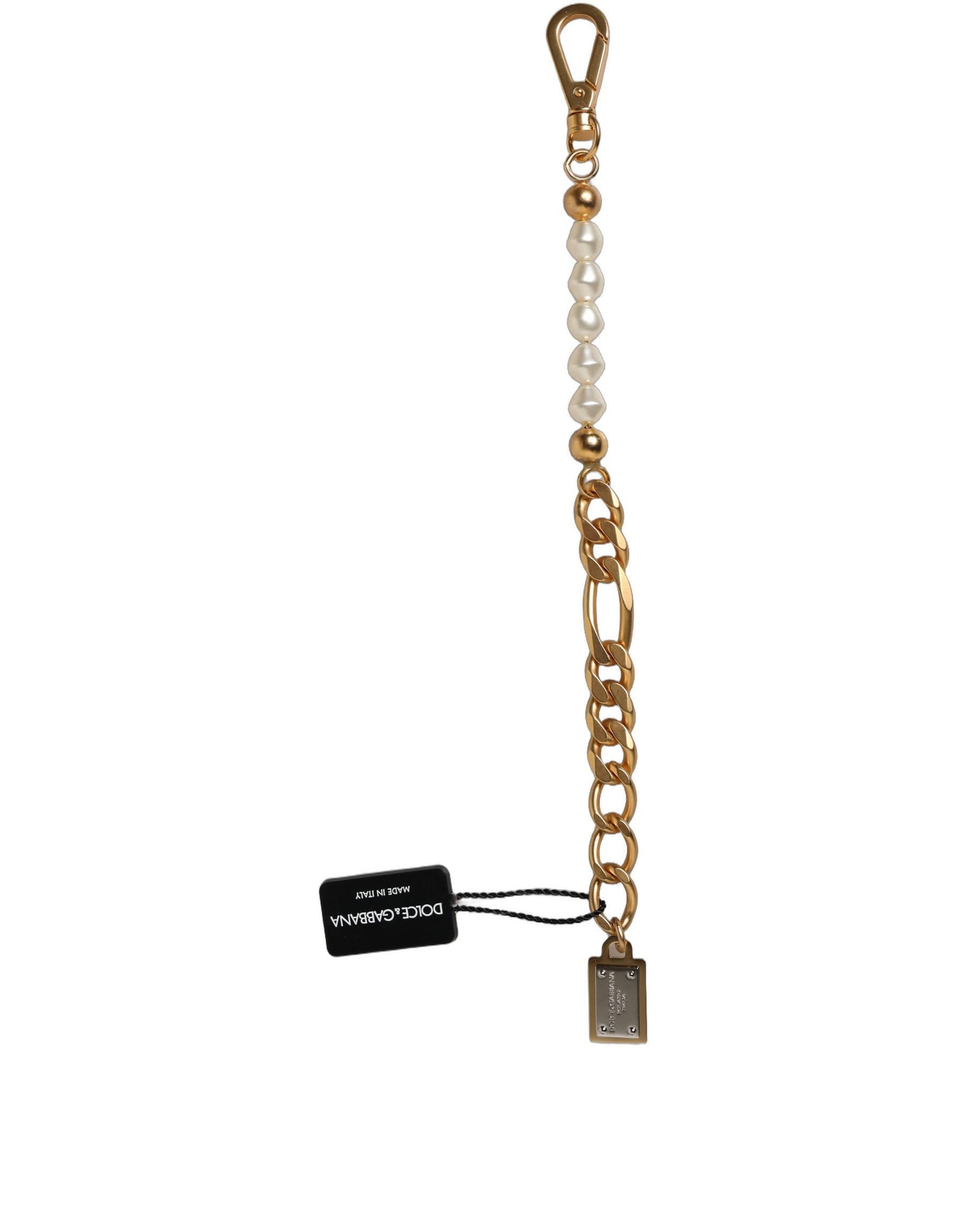 Dolce & Gabbana Gold Brass Pearl Embellished Chain Link Jewelry Bracelet | Regal Royce
