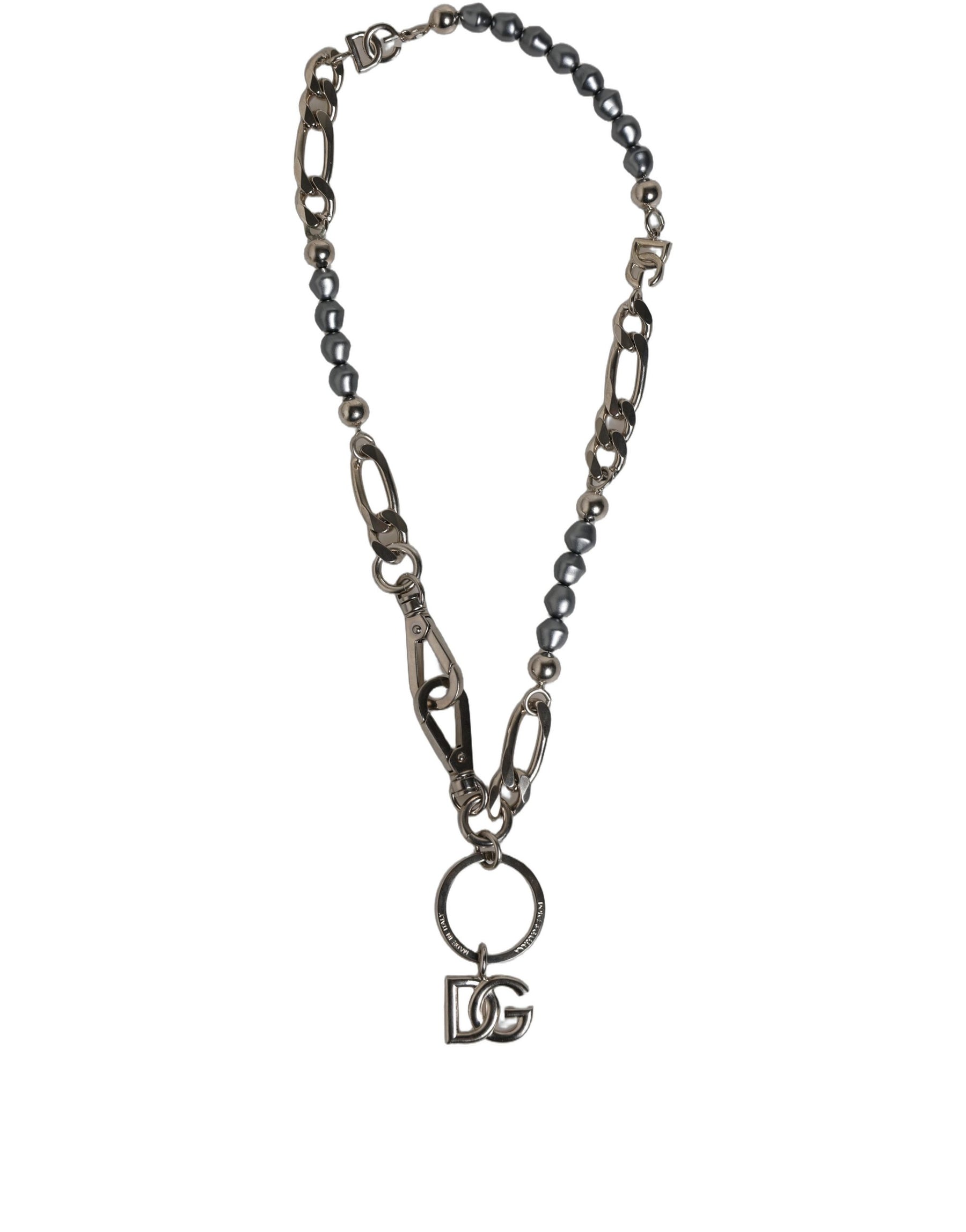 Dolce & Gabbana Silver Tone Chain Signature DG Logo Pendant Necklace | Regal Royce