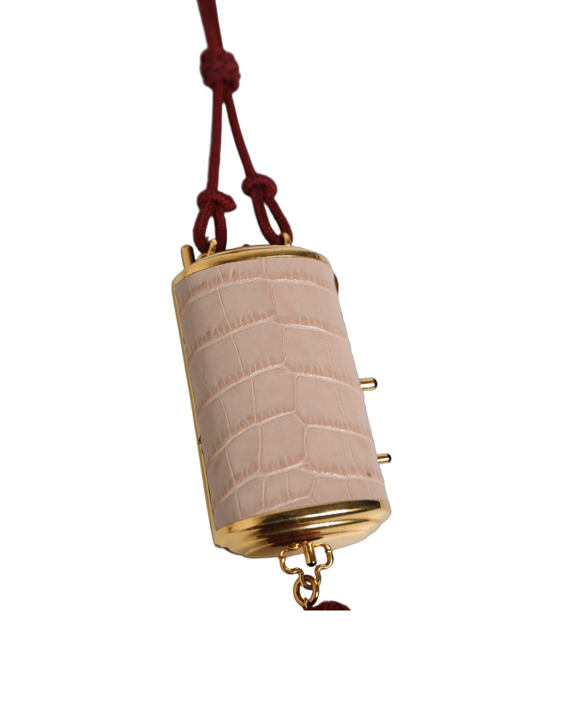 Dolce & Gabbana Pink Exotic Leather Mini Mirror Tassel Makeup Bag | Regal Royce
