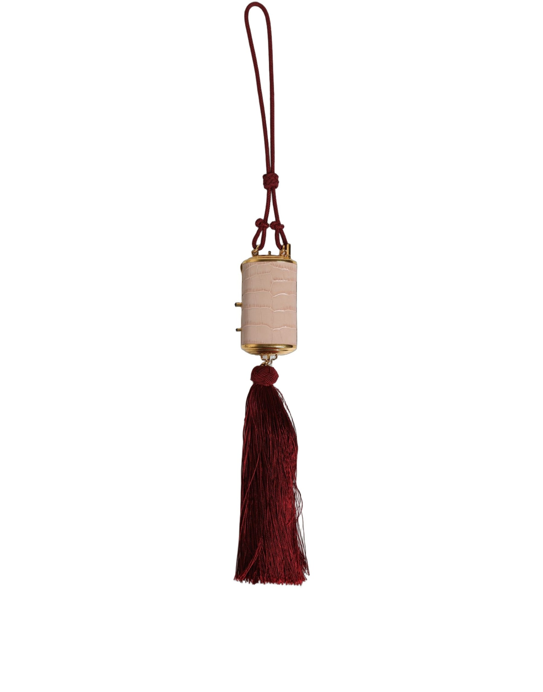 Dolce & Gabbana Pink Exotic Leather Mini Mirror Tassel Makeup Bag | Regal Royce