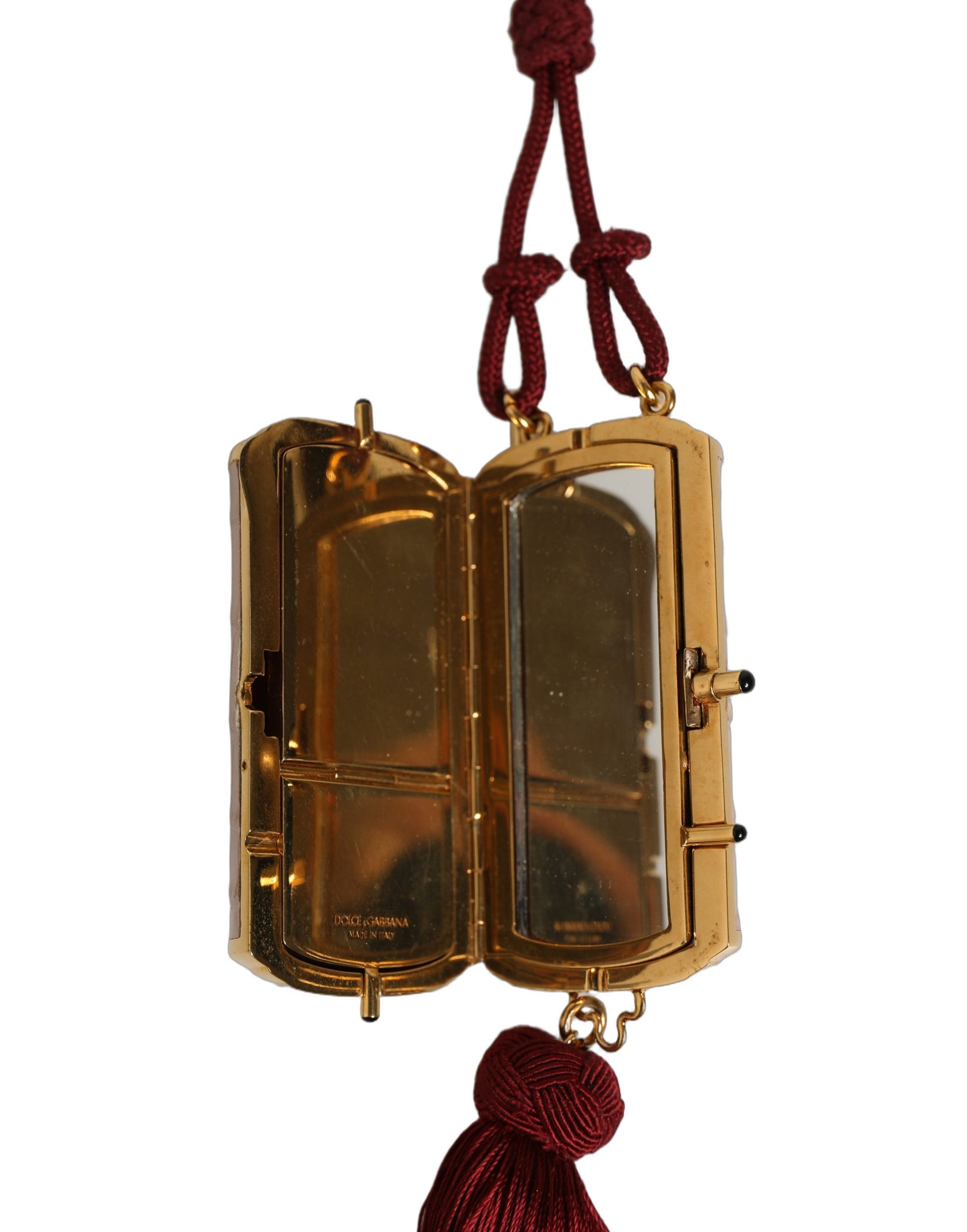 Dolce & Gabbana Pink Exotic Leather Mini Mirror Tassel Makeup Bag | Regal Royce