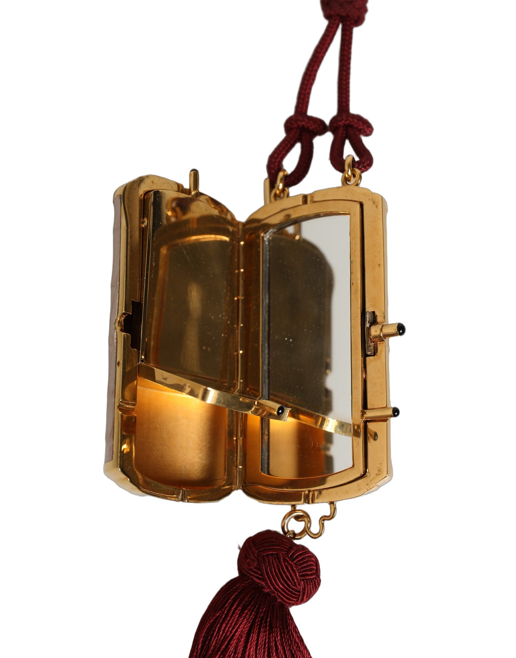 Dolce & Gabbana Pink Exotic Leather Mini Mirror Tassel Makeup Bag | Regal Royce