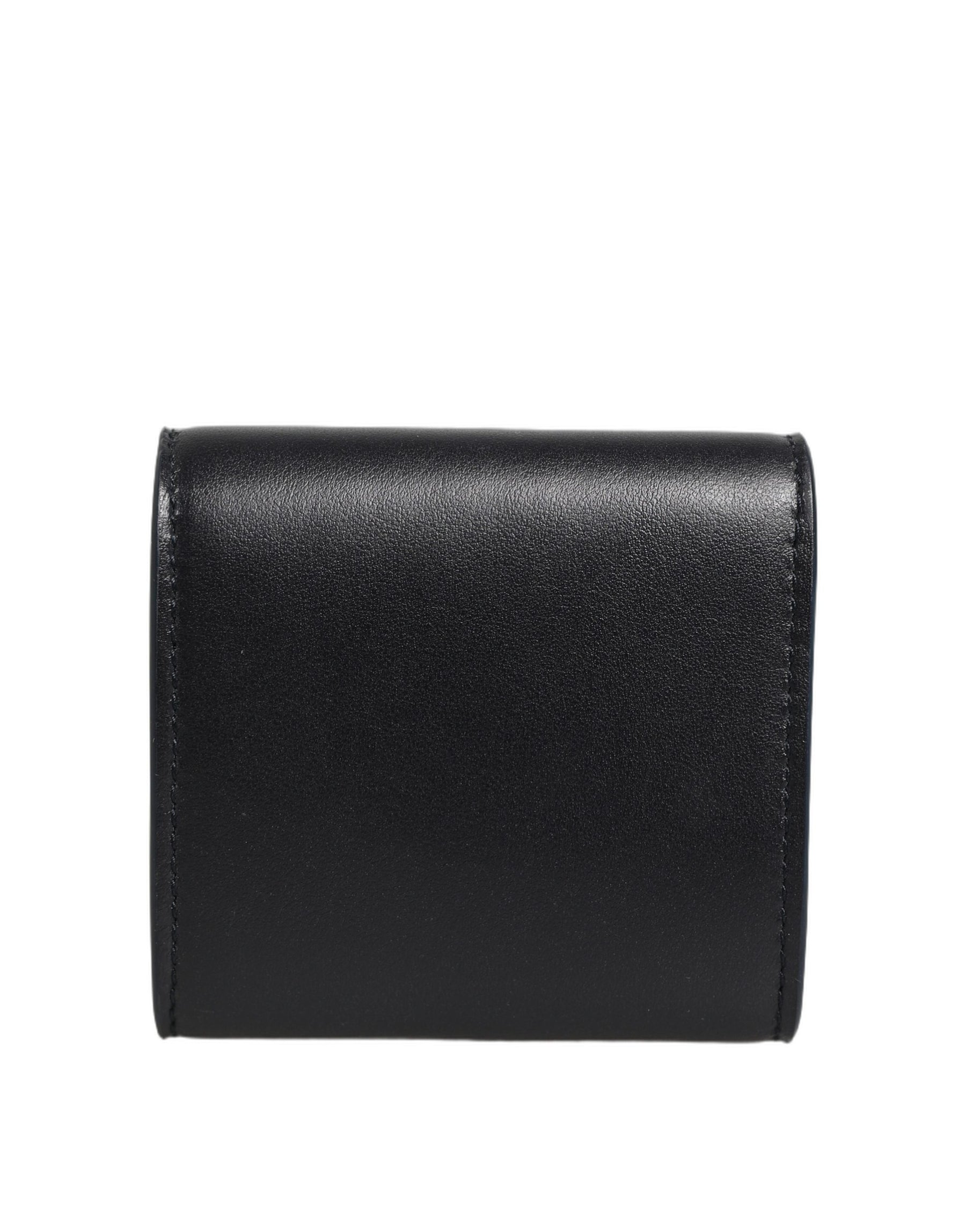 Dolce & Gabbana Black Calfskin Leather Logo Print Bifold CoinPurse Wallet | Regal Royce