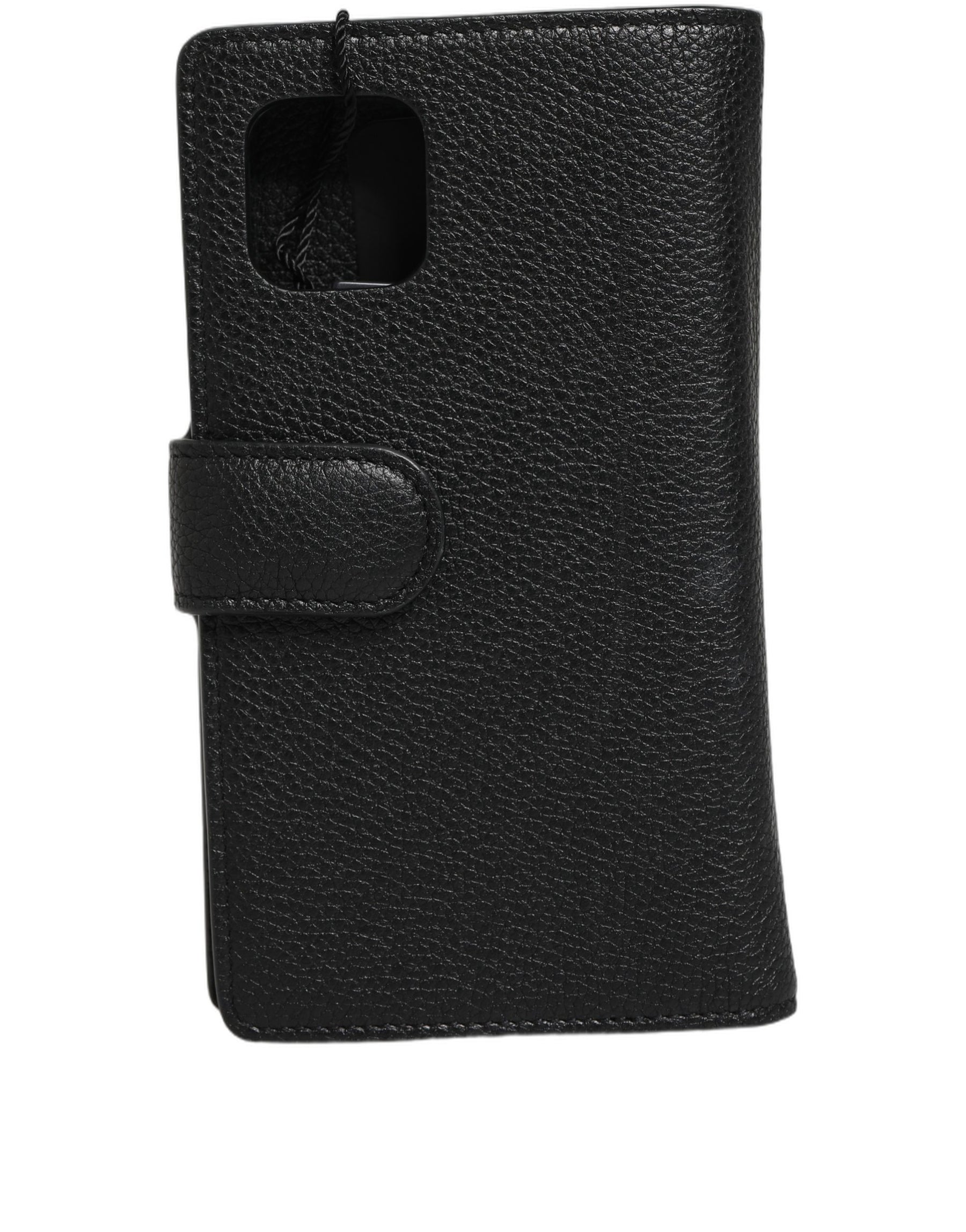 Dolce & Gabbana Case Flip Cover Black Calf Leather iPhone11 PRO Phone | Regal Royce