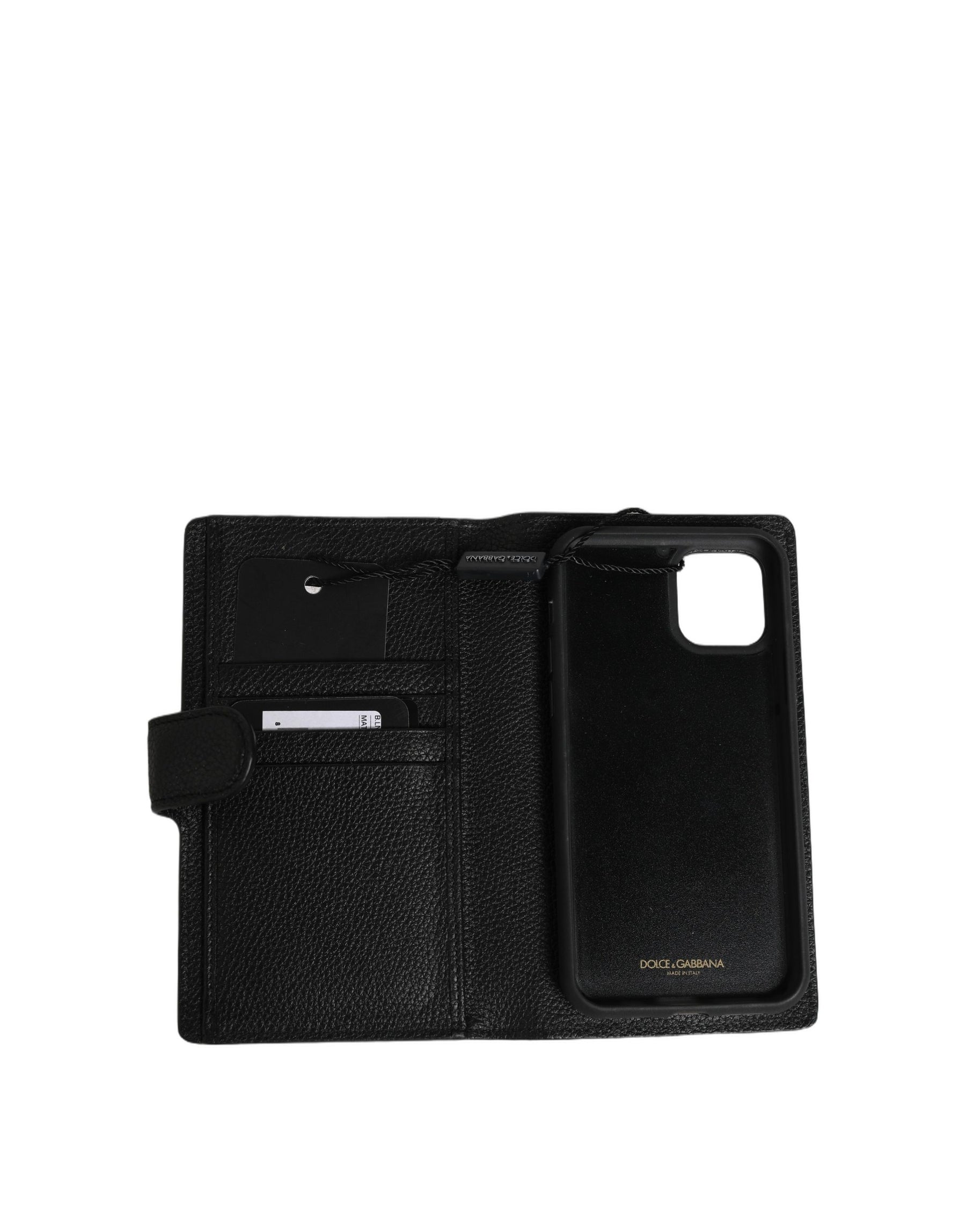 Dolce & Gabbana Case Flip Cover Black Calf Leather iPhone11 PRO Phone | Regal Royce