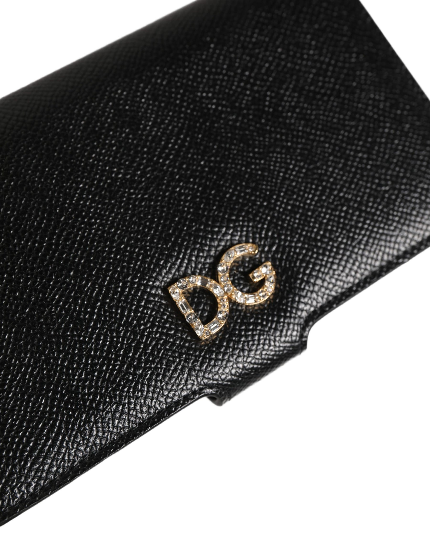 Dolce & Gabbana Case Flip Cover Black Calf Leather iPhone X - XS Phone | Regal Royce
