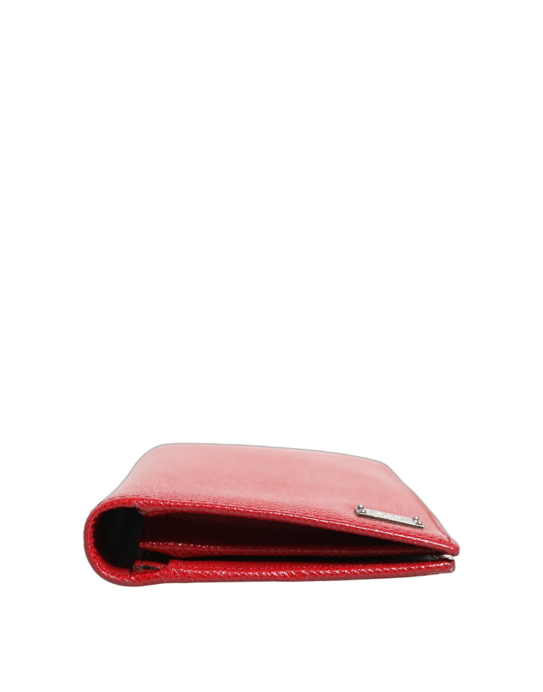 Dolce & Gabbana Red Dauphine Leather ID Men Card Holder Bifold Wallet | Regal Royce