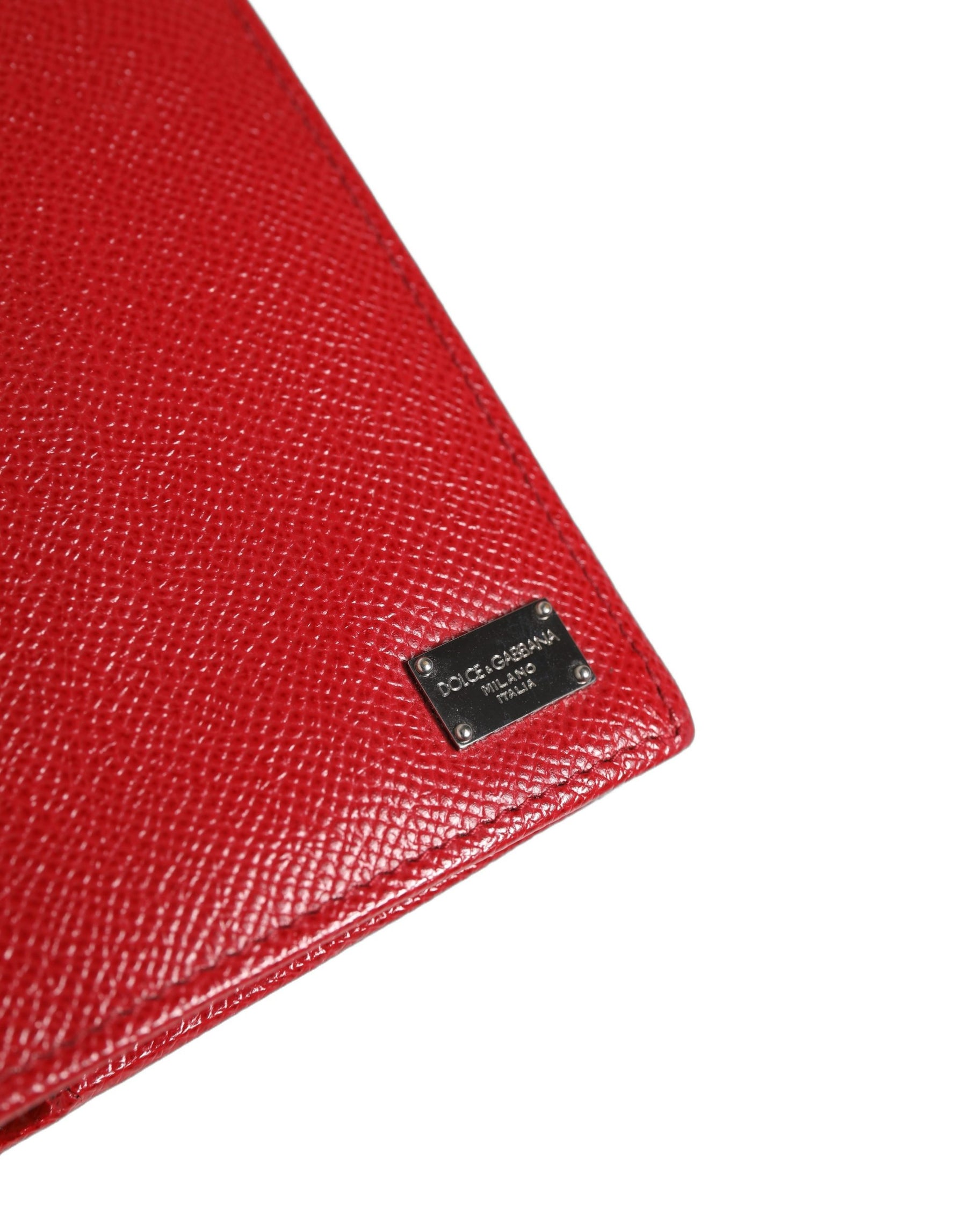 Dolce & Gabbana Red Dauphine Leather ID Men Card Holder Bifold Wallet | Regal Royce