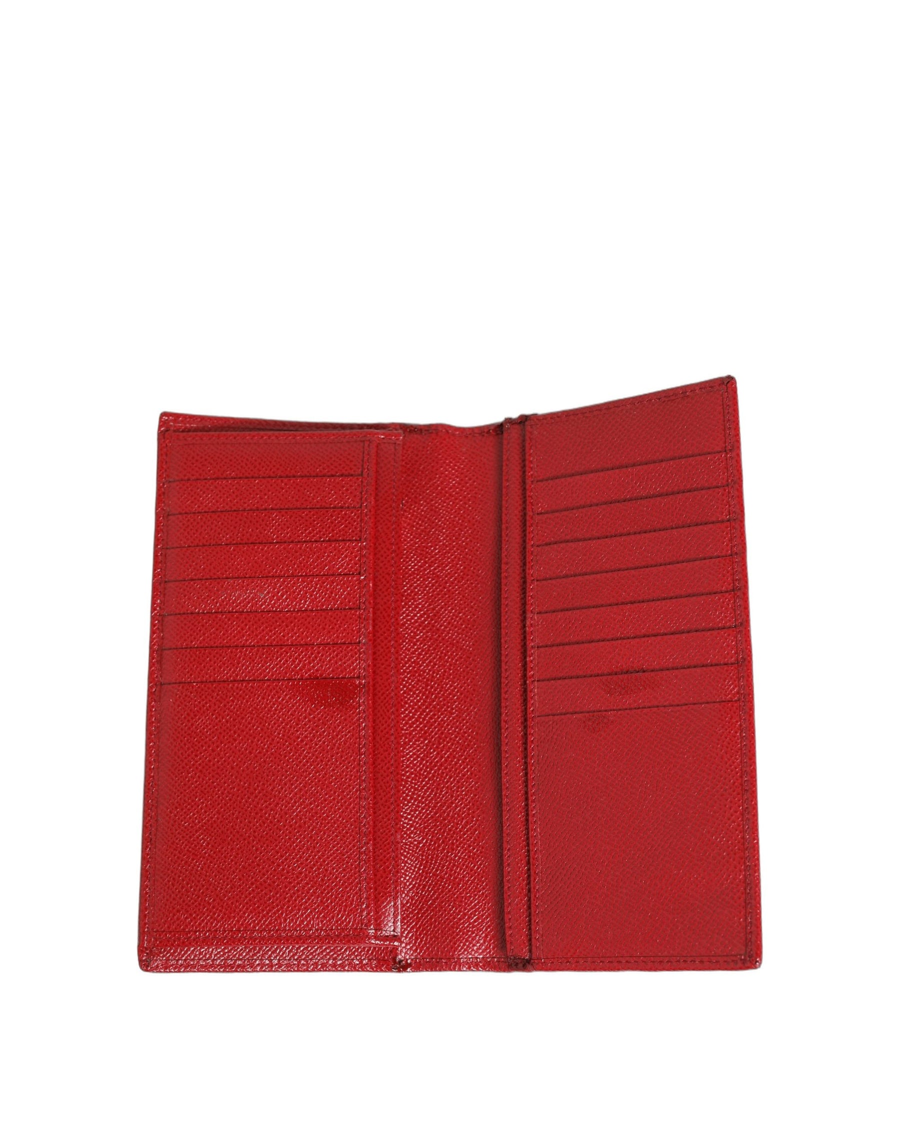 Dolce & Gabbana Red Dauphine Leather ID Men Card Holder Bifold Wallet | Regal Royce