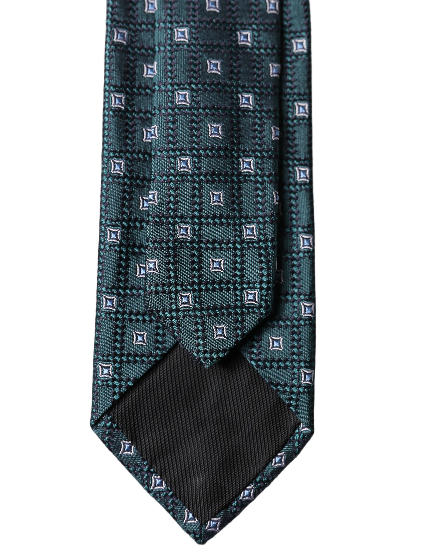 Dolce & Gabbana Dark Green Patterned Silk Adjustable Men Necktie Tie | Regal Royce