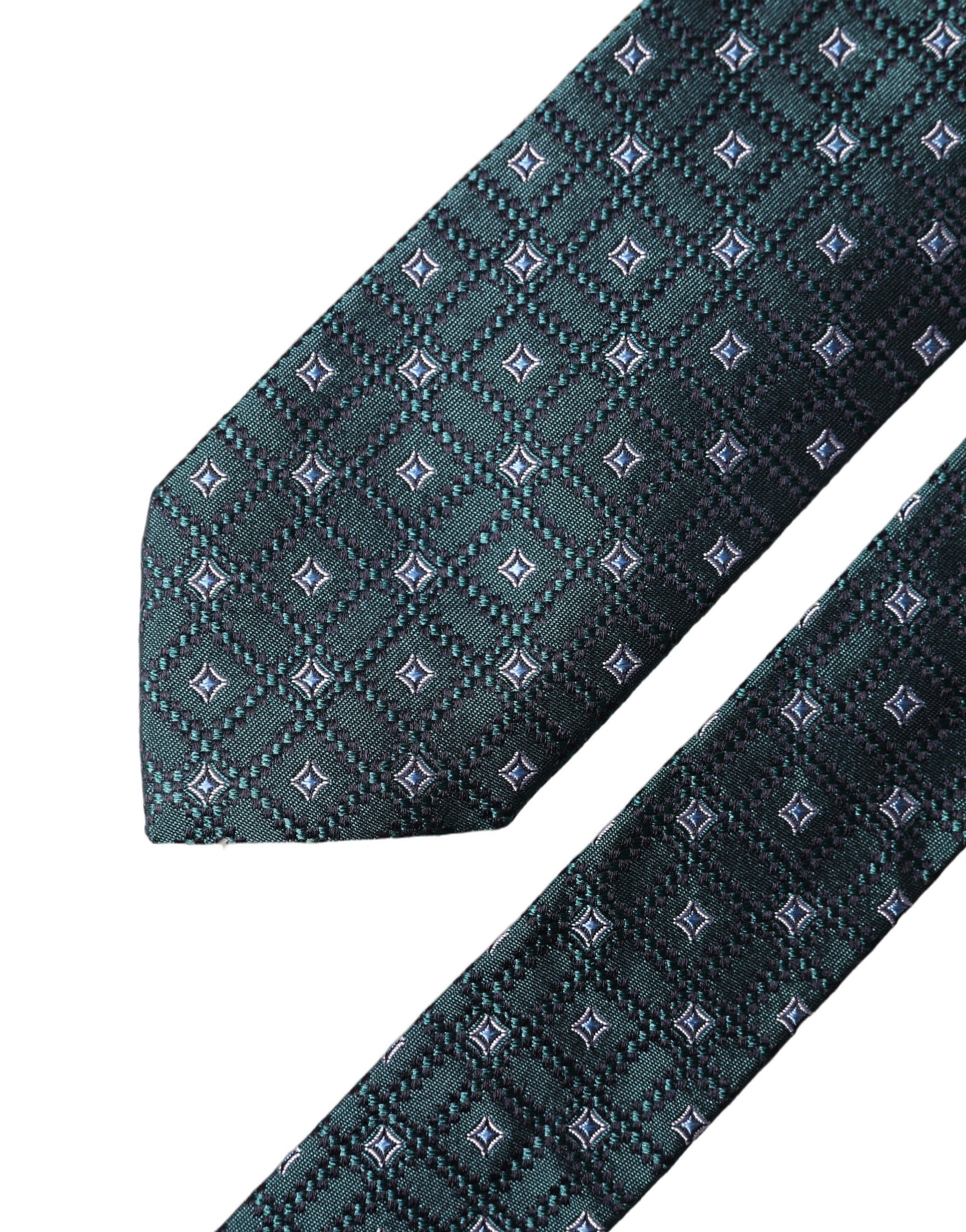 Dolce & Gabbana Dark Green Patterned Silk Adjustable Men Necktie Tie | Regal Royce