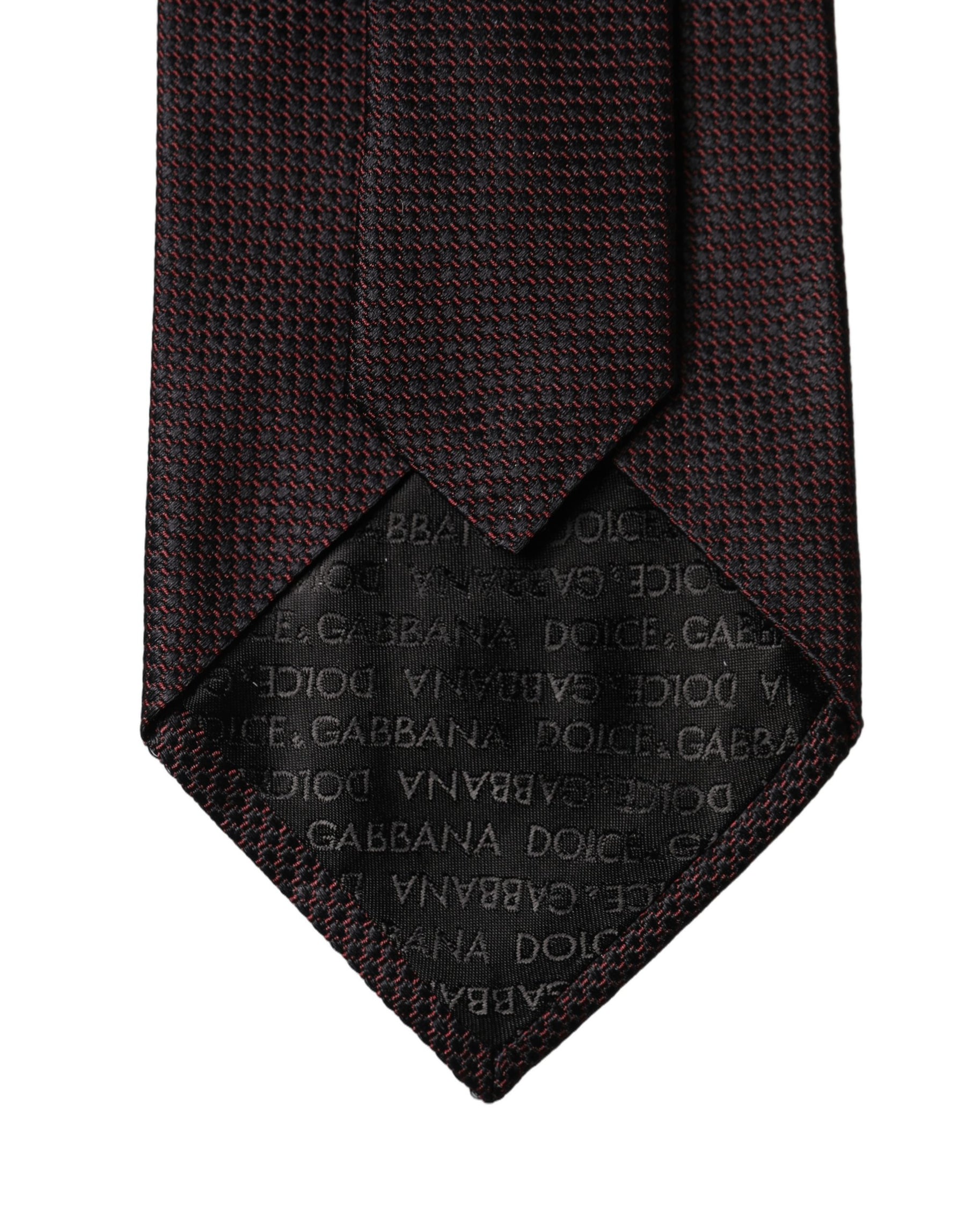 Dolce & Gabbana Black Red Patterned 100% Silk Adjustable Men Necktie Tie | Regal Royce