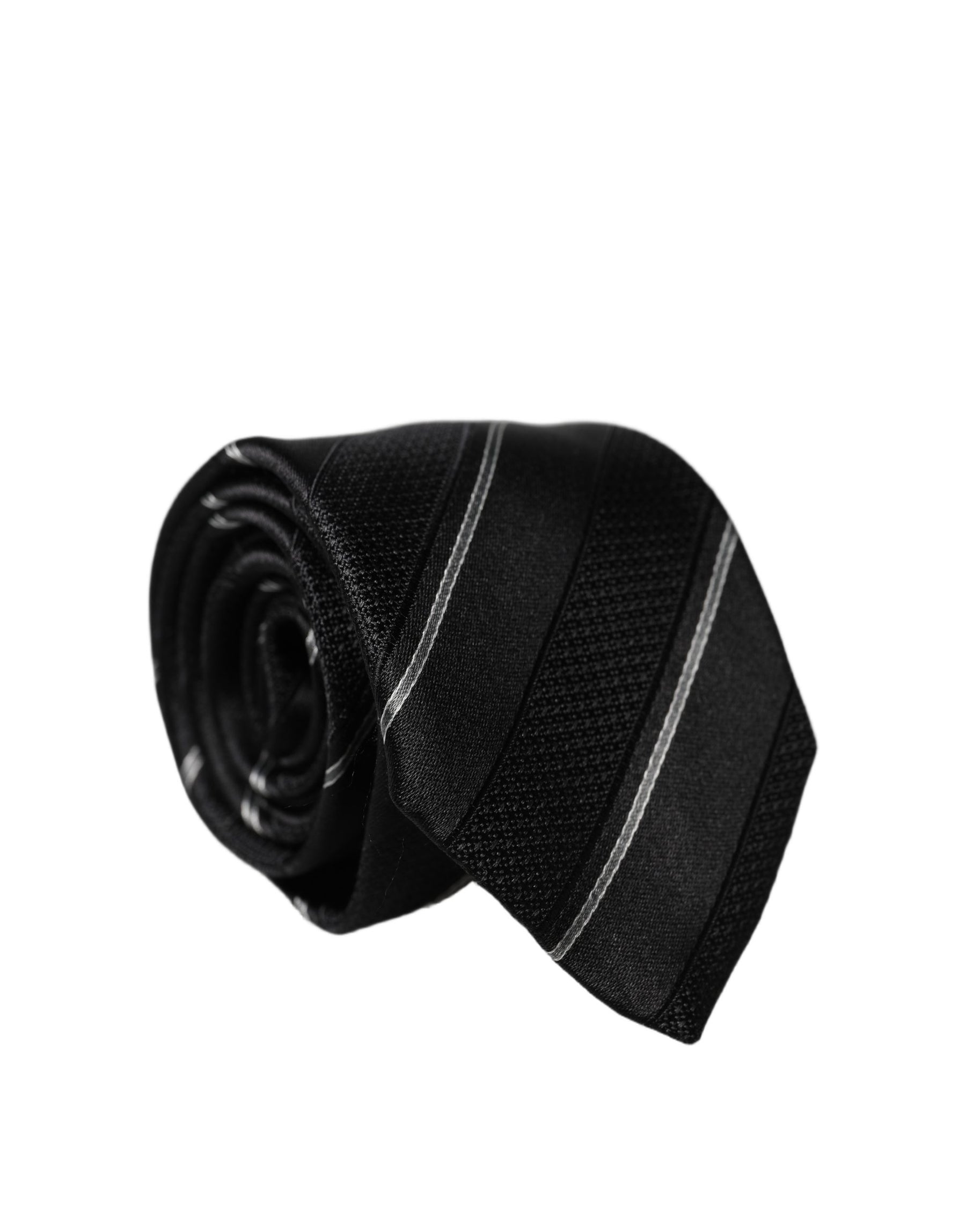 Dolce & Gabbana Black White Stripes 100% Silk Adjustable Men Necktie Tie | Regal Royce