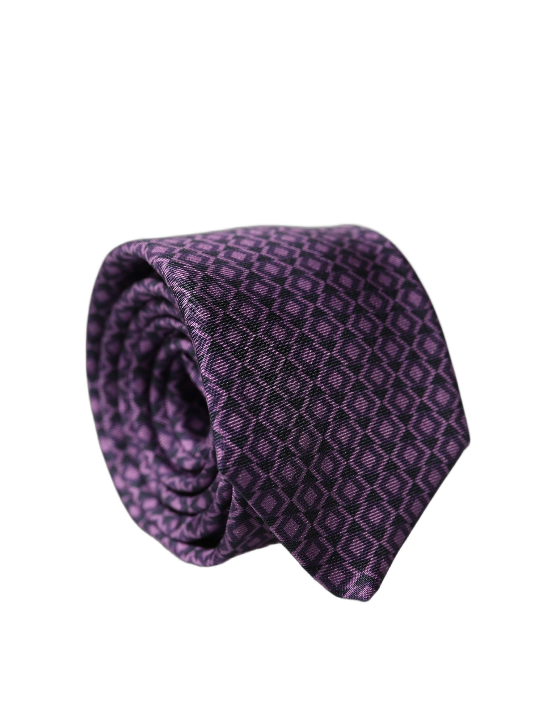 Dolce & Gabbana Purple Patterned 100% Silk Adjustable Men Necktie Tie | Regal Royce