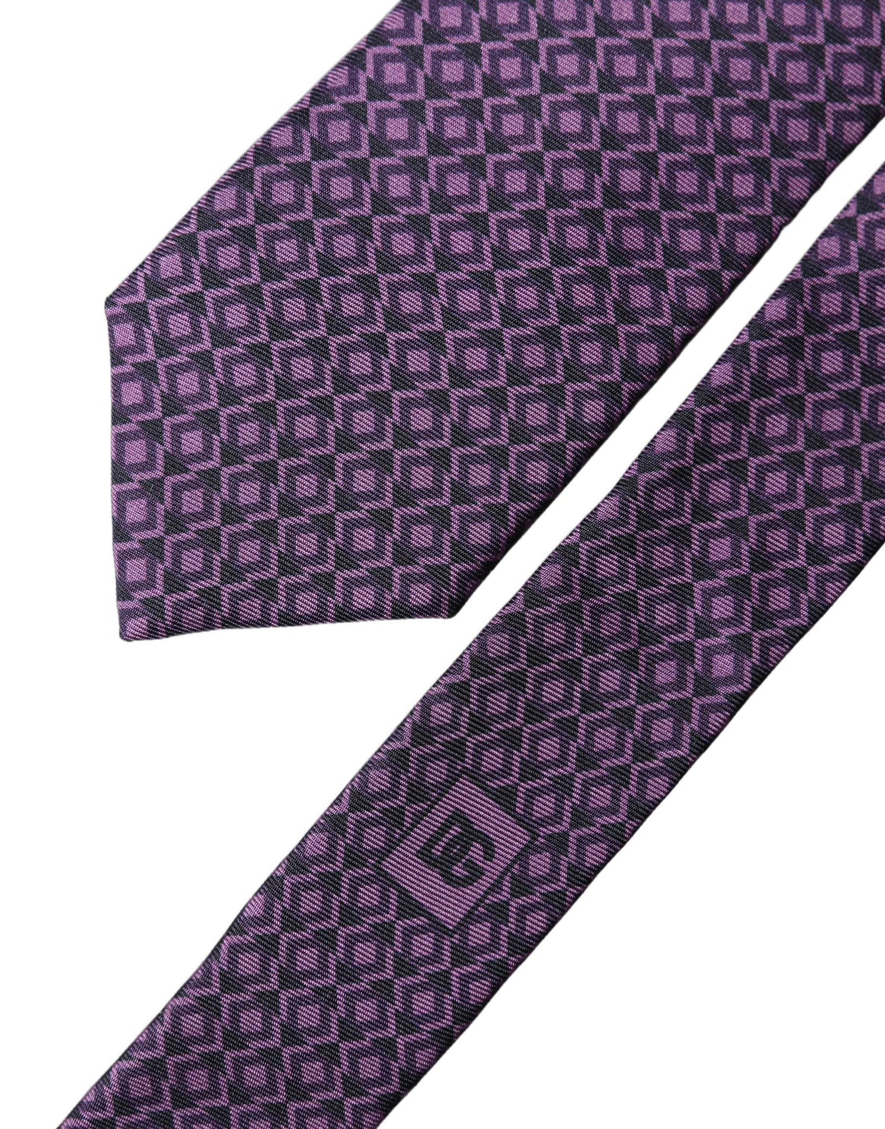 Dolce & Gabbana Purple Patterned 100% Silk Adjustable Men Necktie Tie | Regal Royce