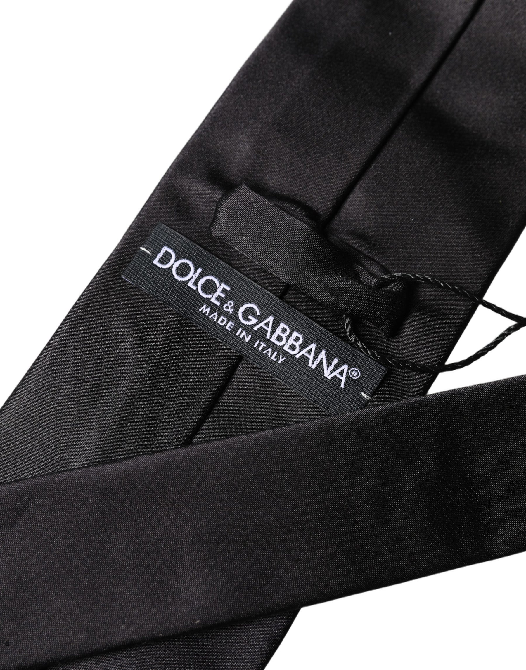 Dolce & Gabbana Brown Logo Embroidery Silk Adjustable Men Necktie Tie | Regal Royce