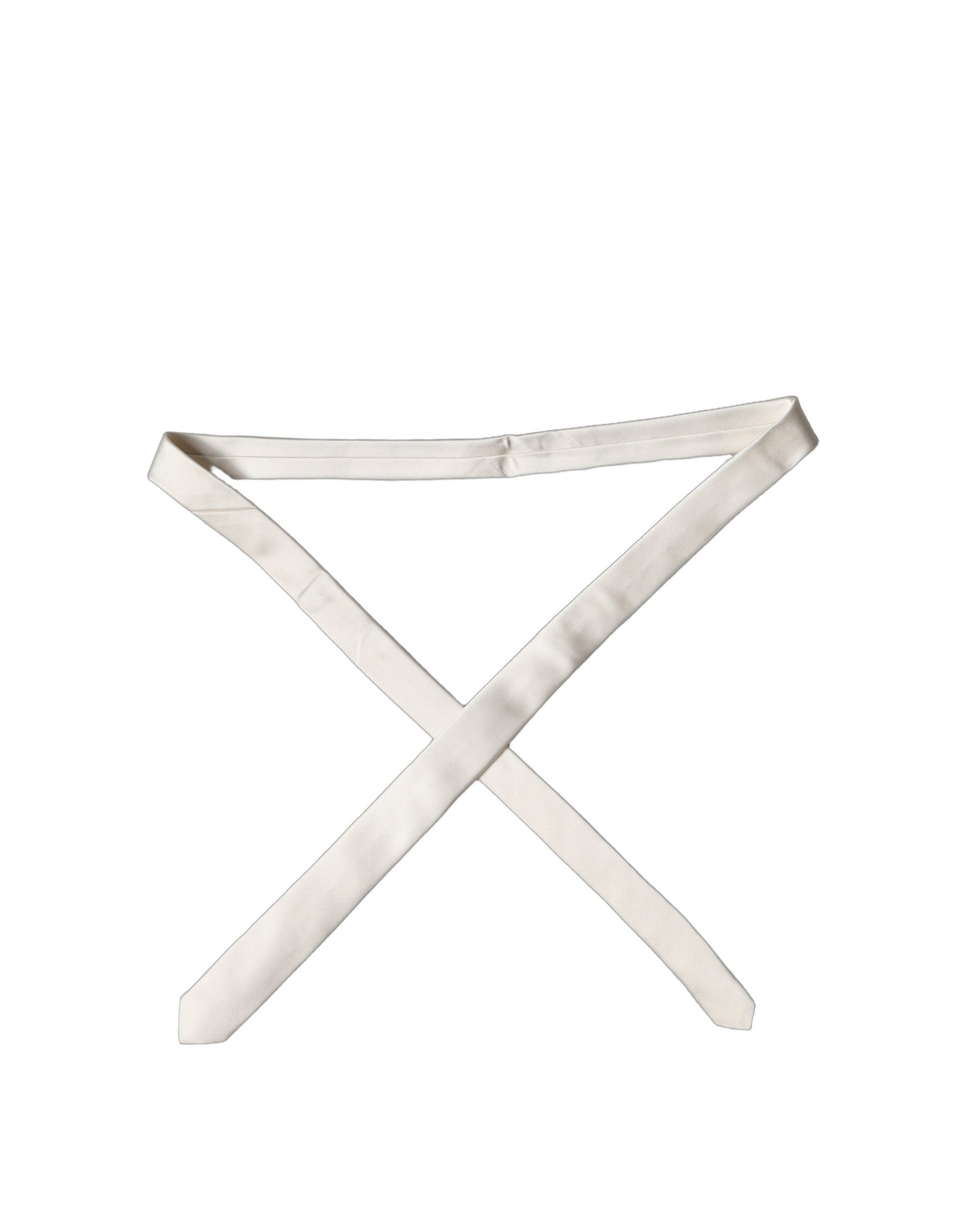 Dolce & Gabbana Off White Solid 100% Silk Adjustable Men Tied Necktie Tie | Regal Royce