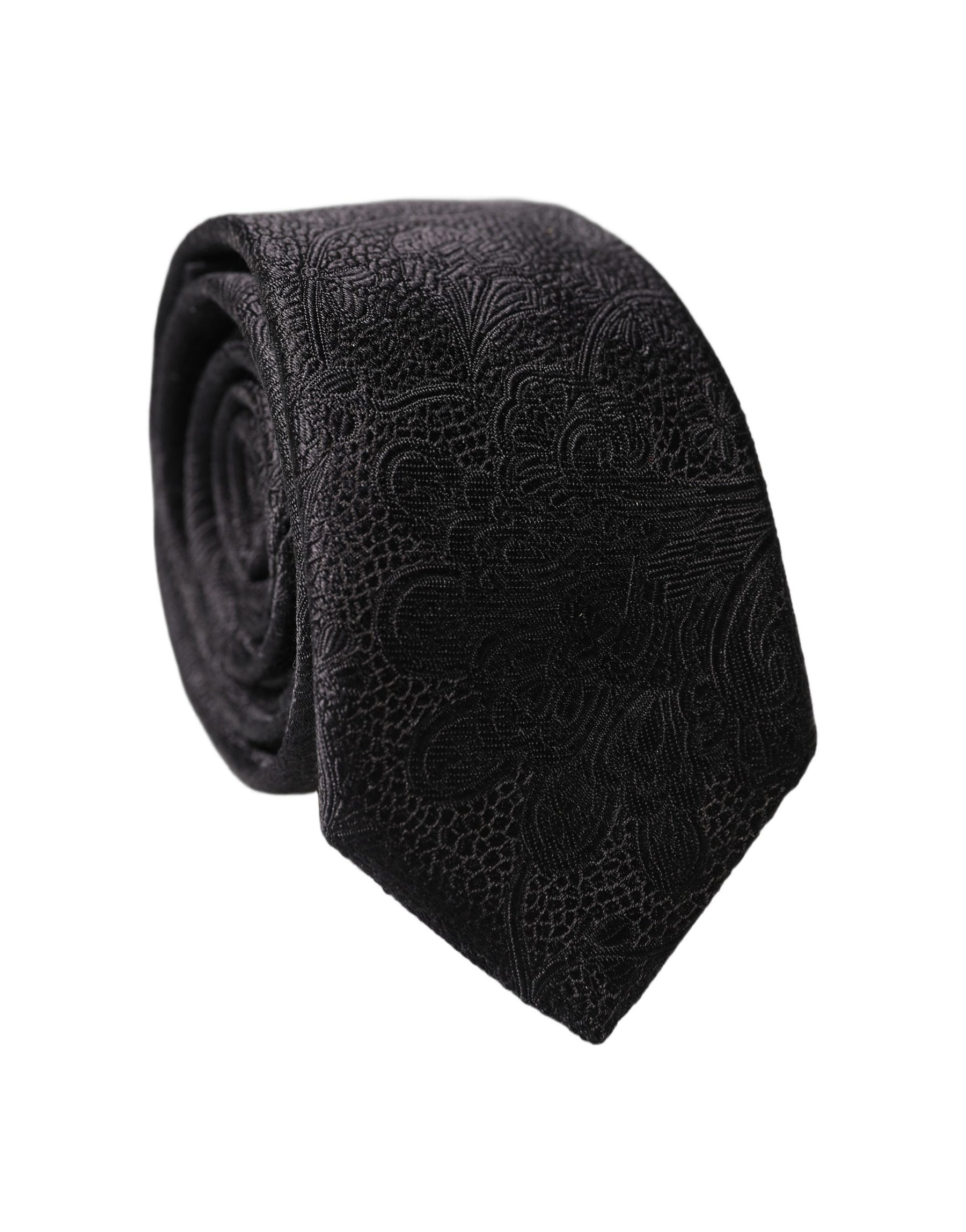 Dolce & Gabbana Black Solid 100% Silk Adjustable Men Tied Necktie Tie | Regal Royce