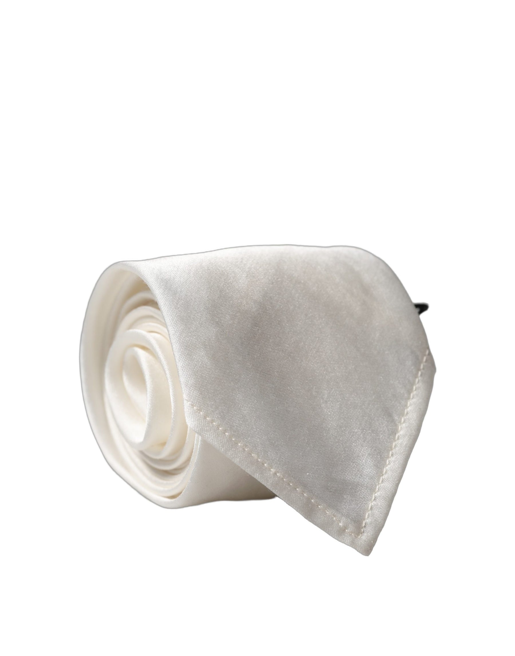 Dolce & Gabbana White Solid Silk Blend Adjustable Men Tied Necktie Tie | Regal Royce