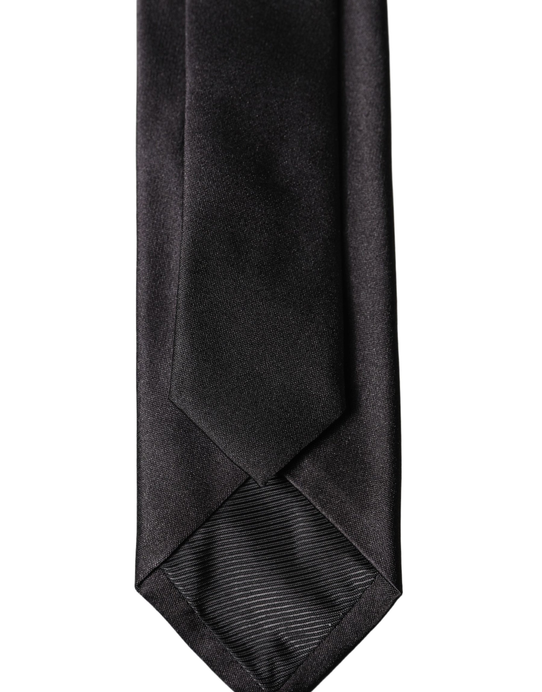 Dolce & Gabbana Black Solid 100% Silk Adjustable Men Tied Necktie Tie | Regal Royce