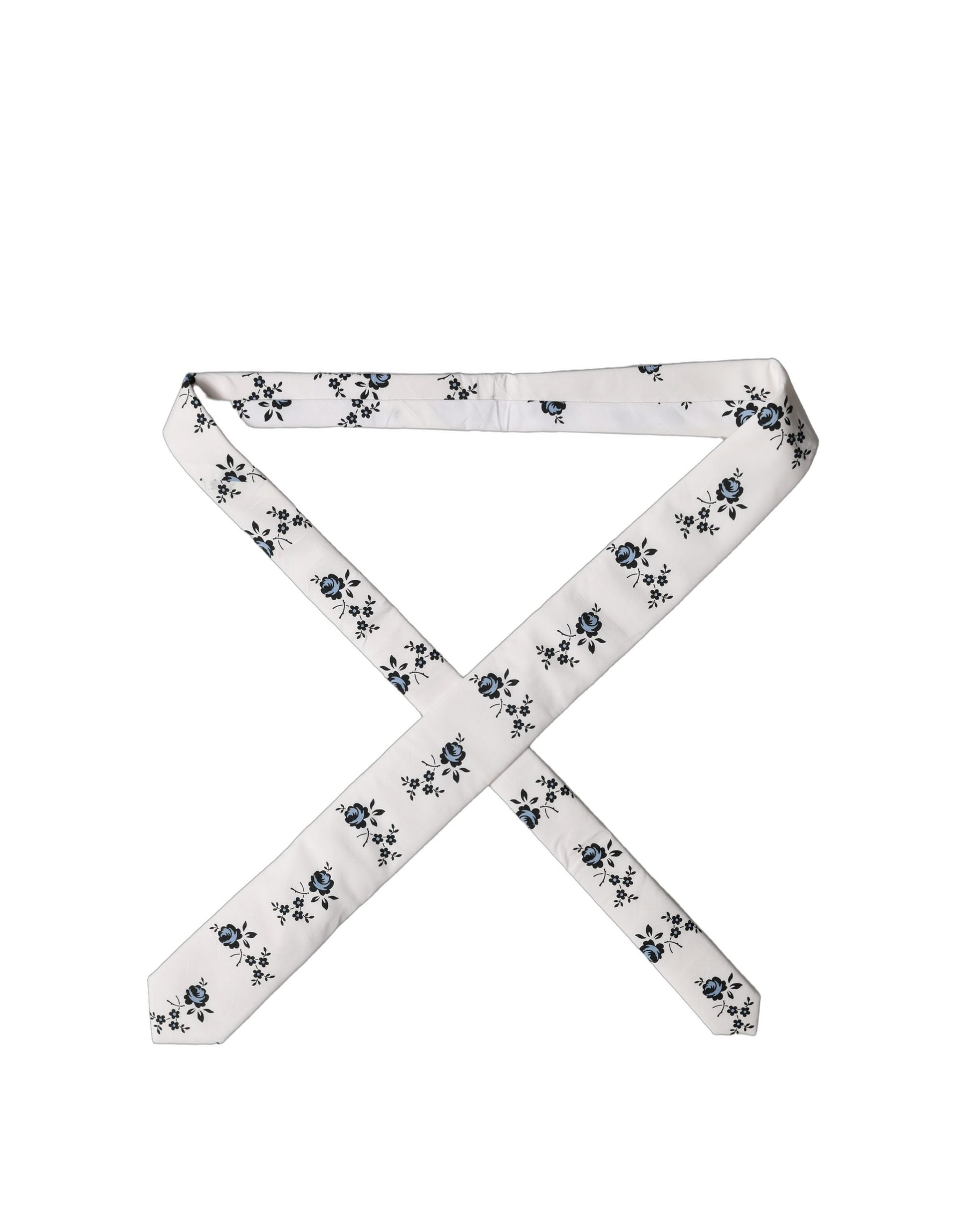 Dolce & Gabbana White Floral Fantasy Cotton Adjustable Men Necktie Tie | Regal Royce