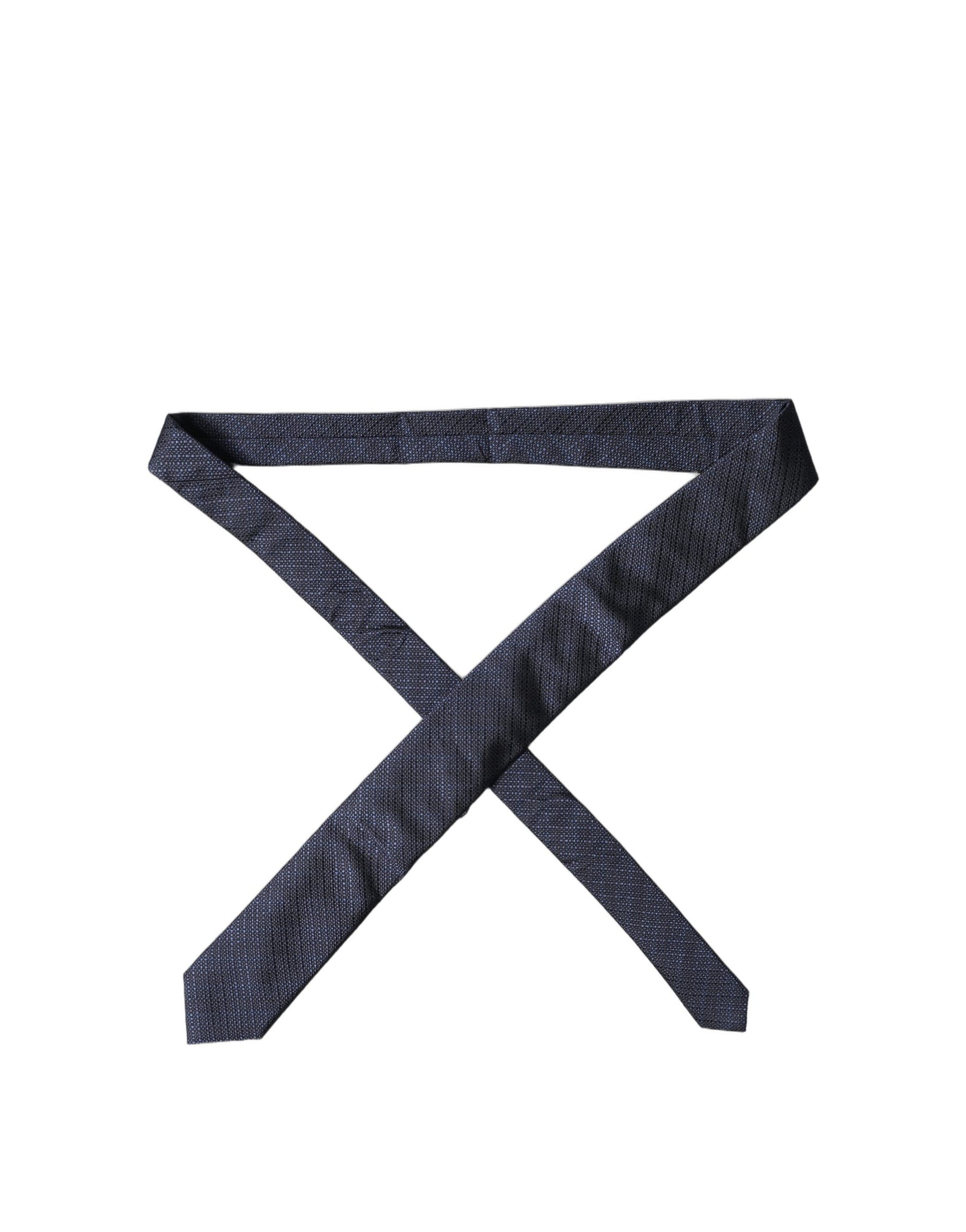 Dolce & Gabbana Navy Blue Textured Silk Adjustable Men Tied Necktie Tie | Regal Royce
